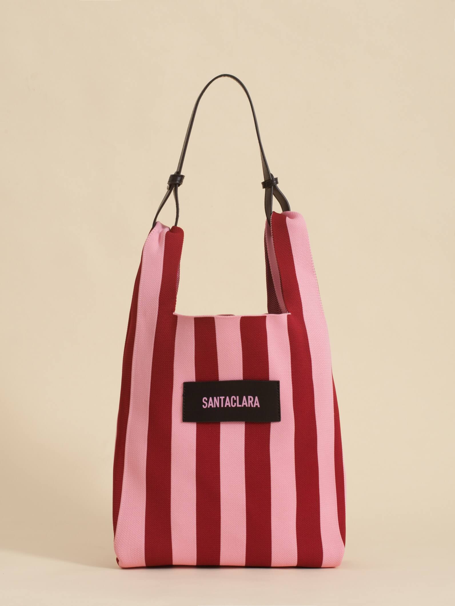 Tote Bag Tejida Stripes Bordo
