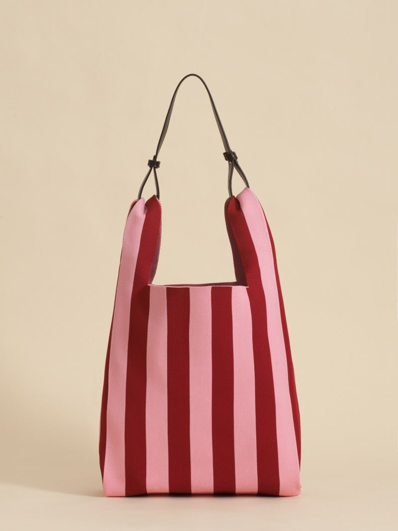 Tote Bag Tejida Stripes Bordo
