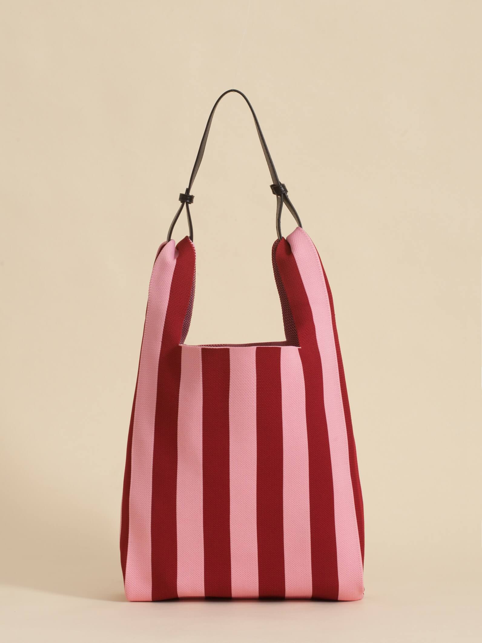 Tote Bag Tejida Stripes Bordo