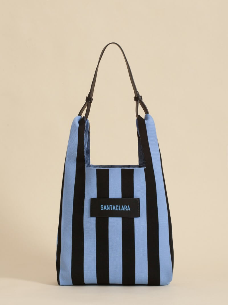 Tote Bag Tejida Stripes Negro
