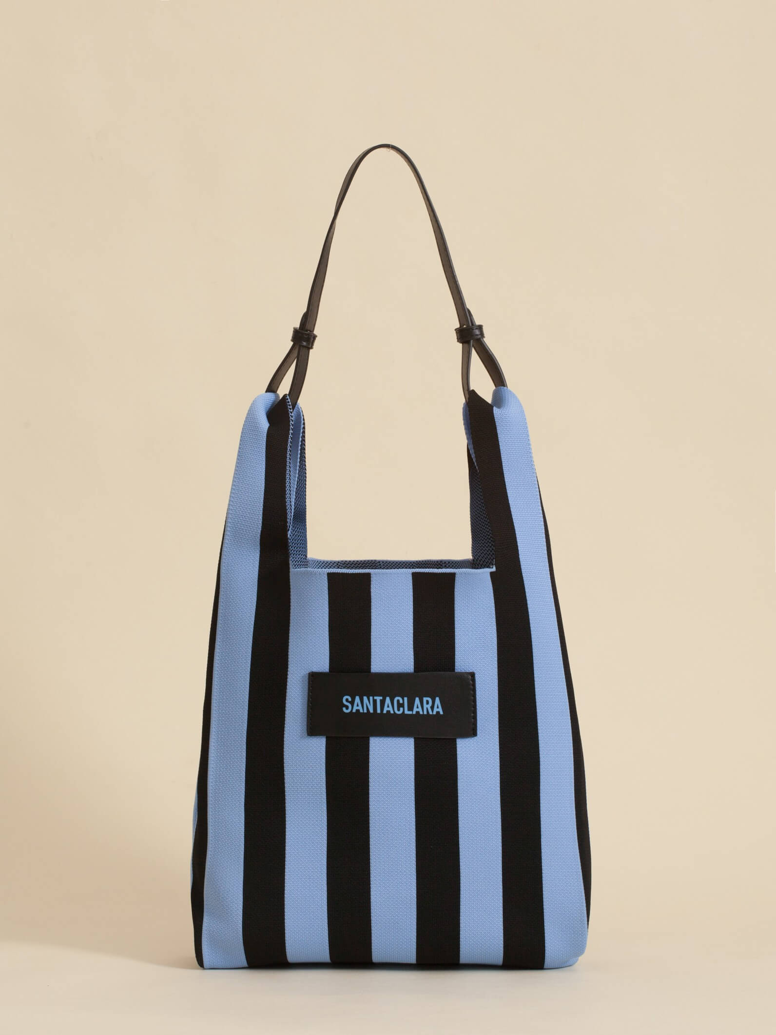 Tote Bag Tejida Stripes Negro