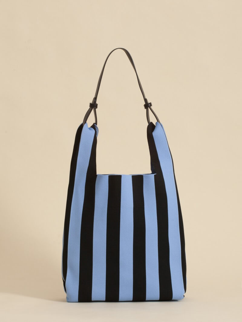 Tote Bag Tejida Stripes Negro