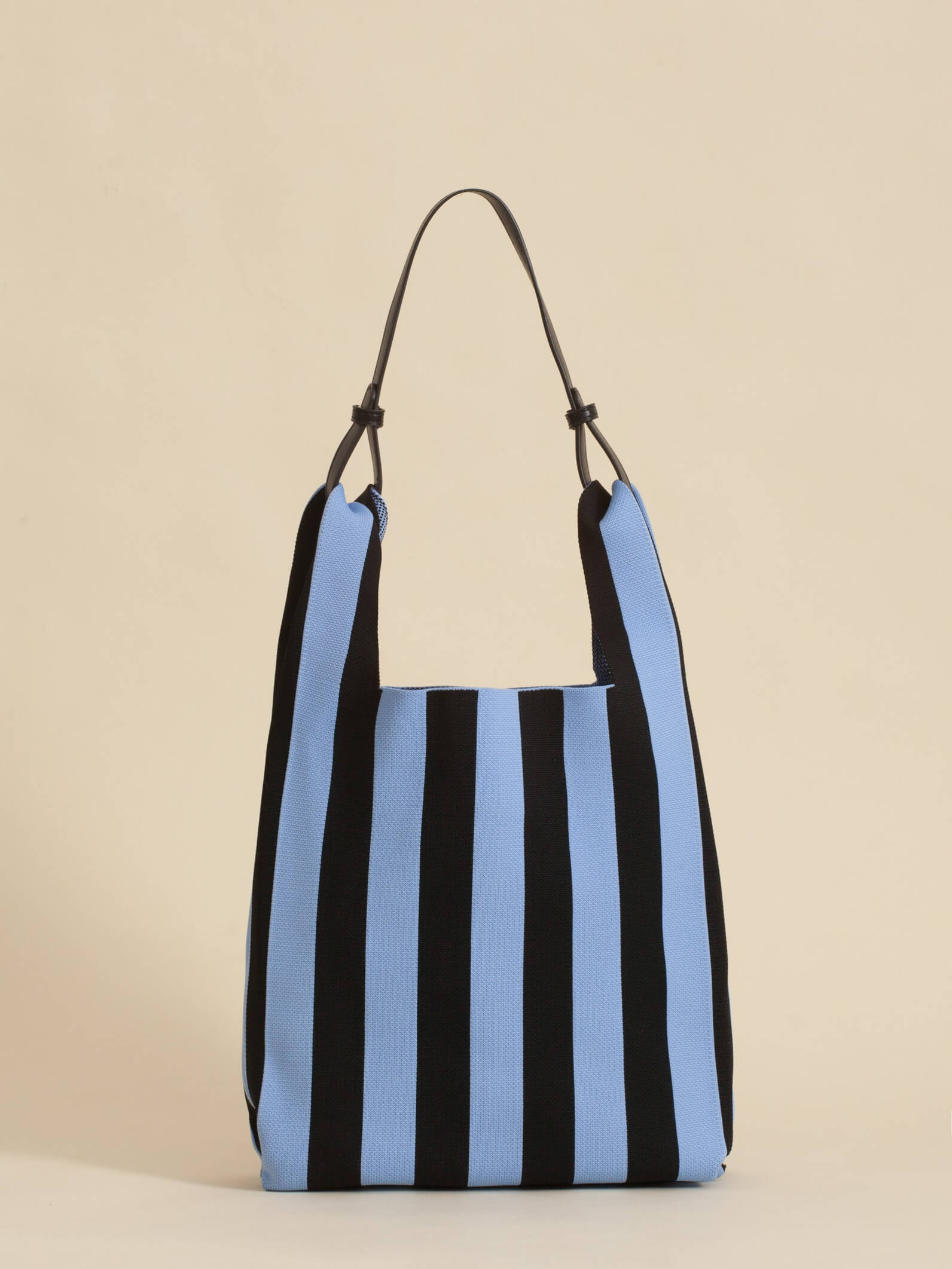 Tote Bag Tejida Stripes Negro