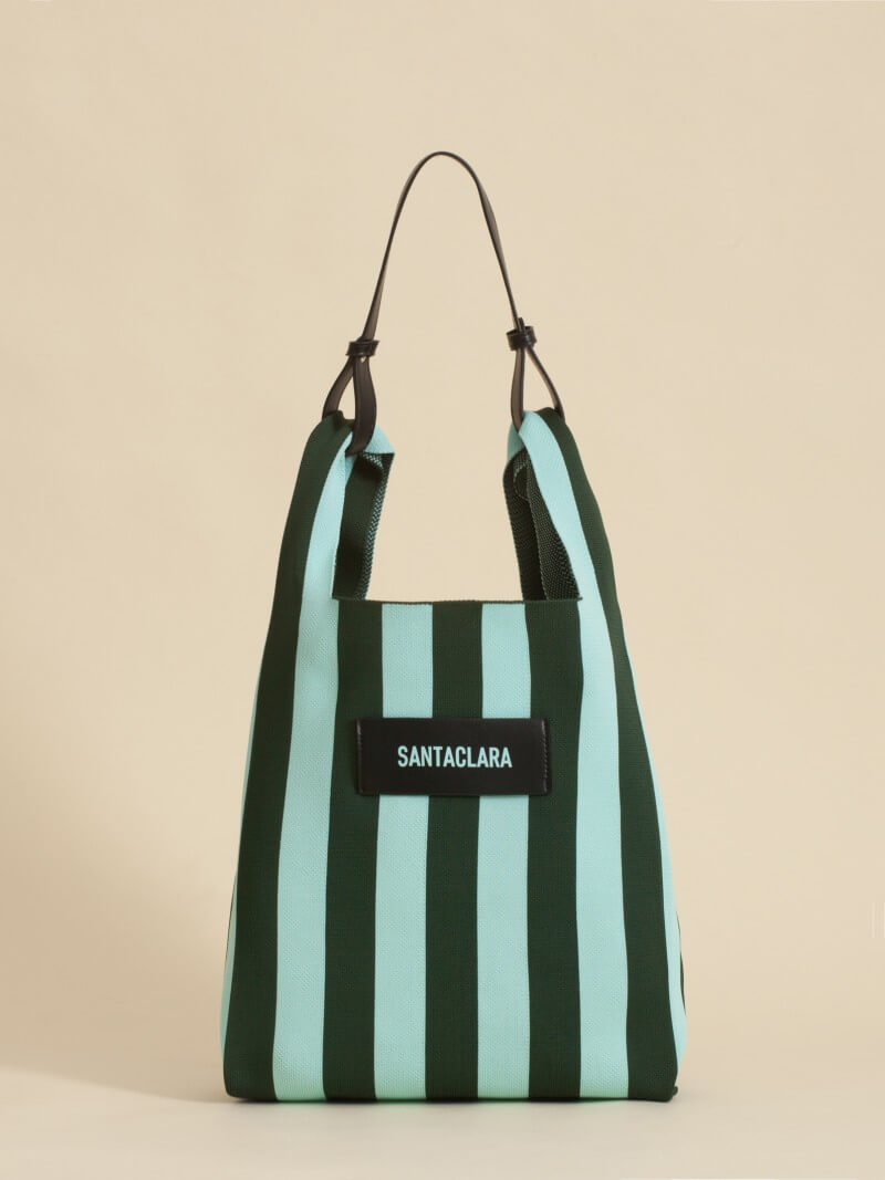 Tote Bag Tejida Stripes Verde
