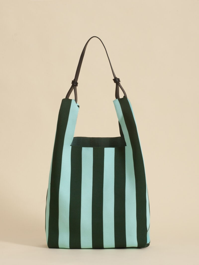 Tote Bag Tejida Stripes Verde