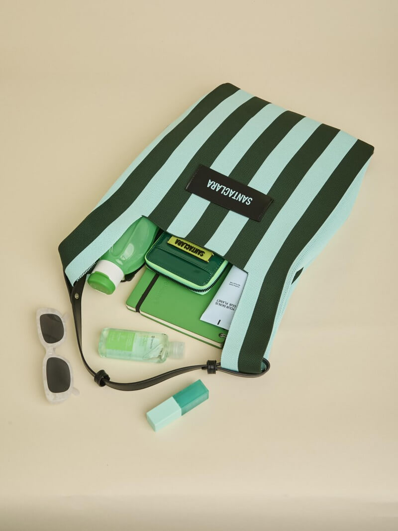 Tote Bag Tejida Stripes Verde