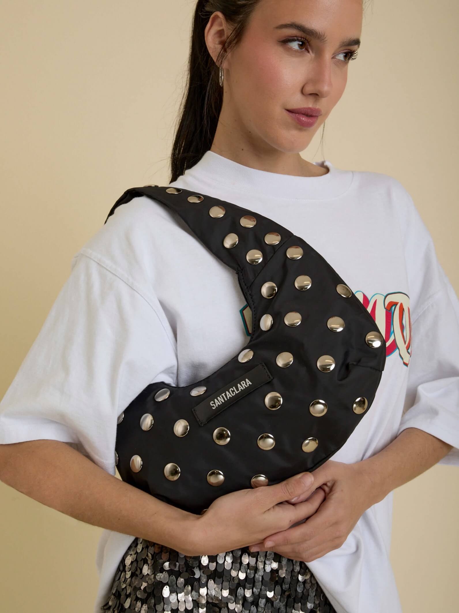 Minibag Magui Negra Con Tachas