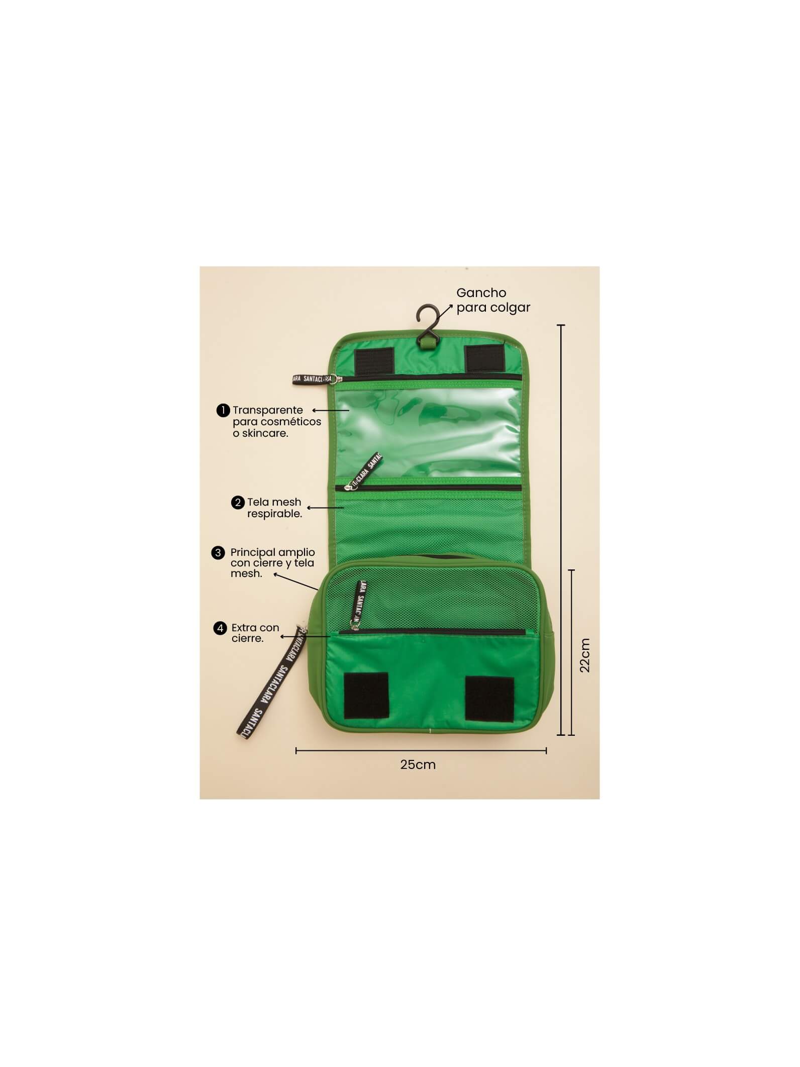 Neceser Organizador Travel Verde Impermeable