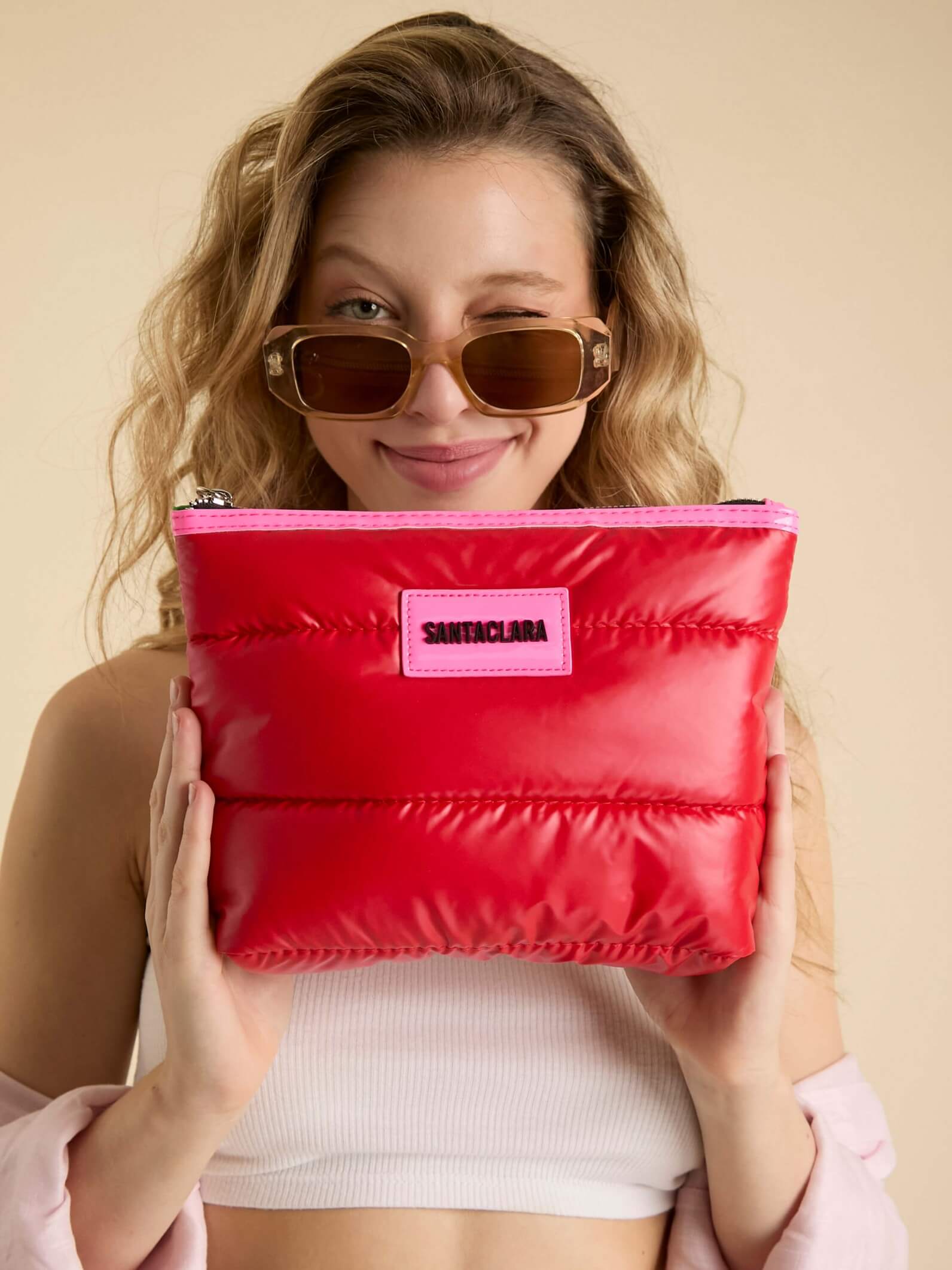 Neceser Puffer Rojo Impermeable