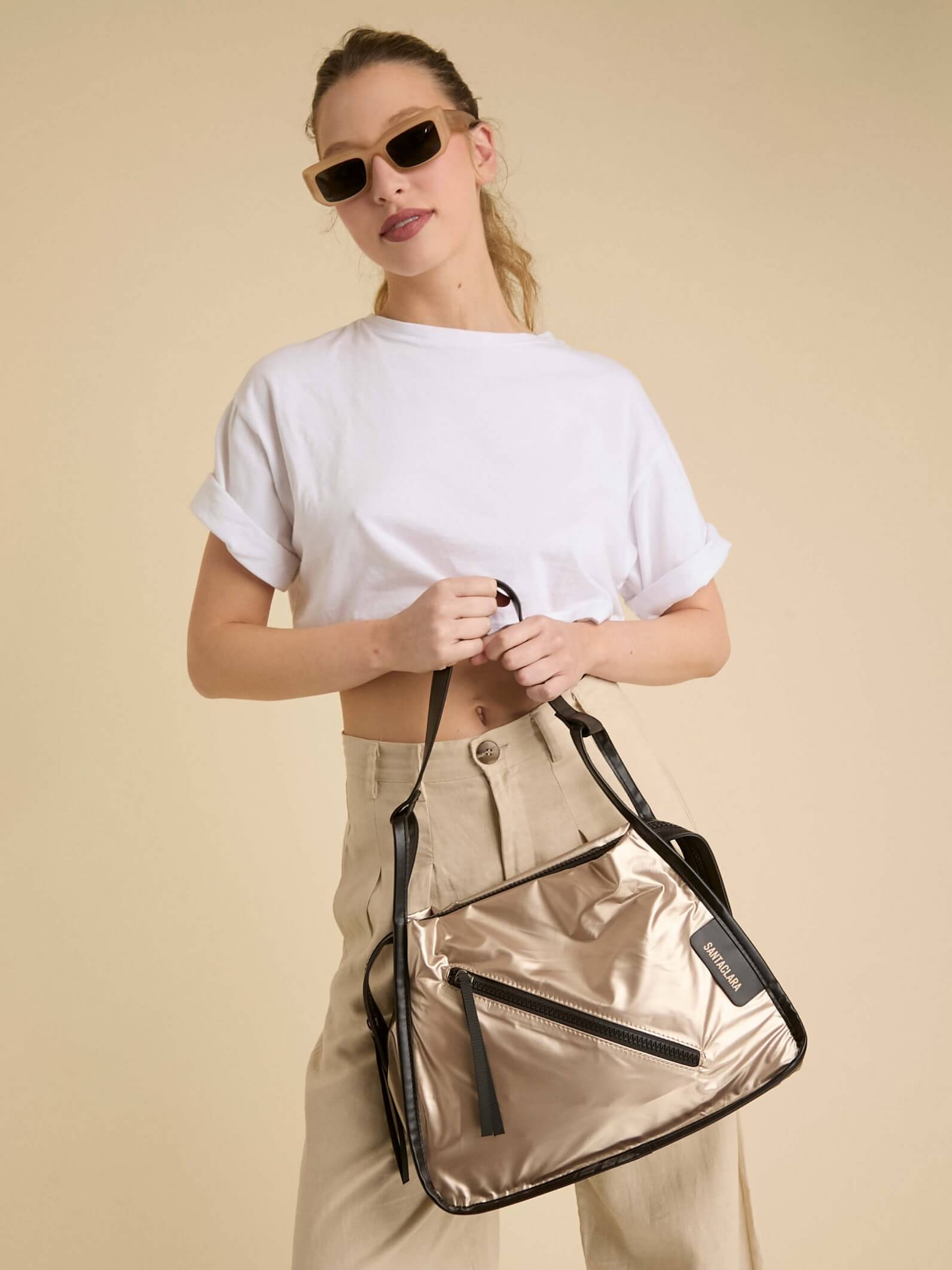 Cartera Nacar Platino Puffer