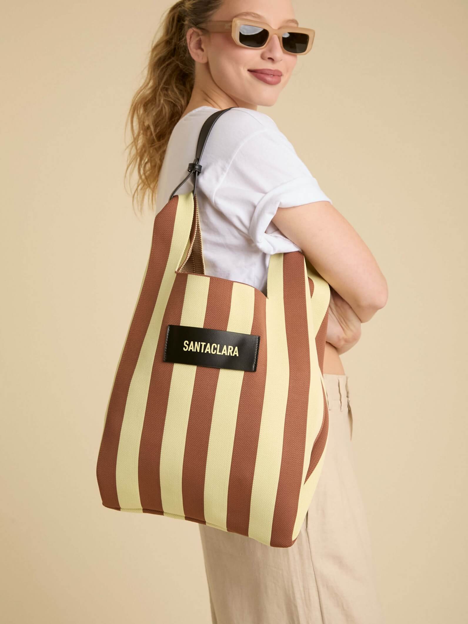 Tote Bag Tejida Stripes Amarillo