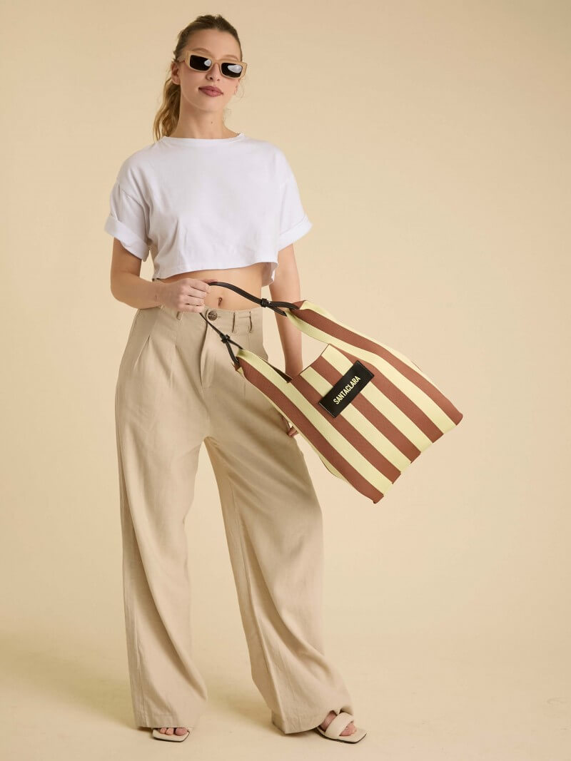 Tote Bag Tejida Stripes Amarillo