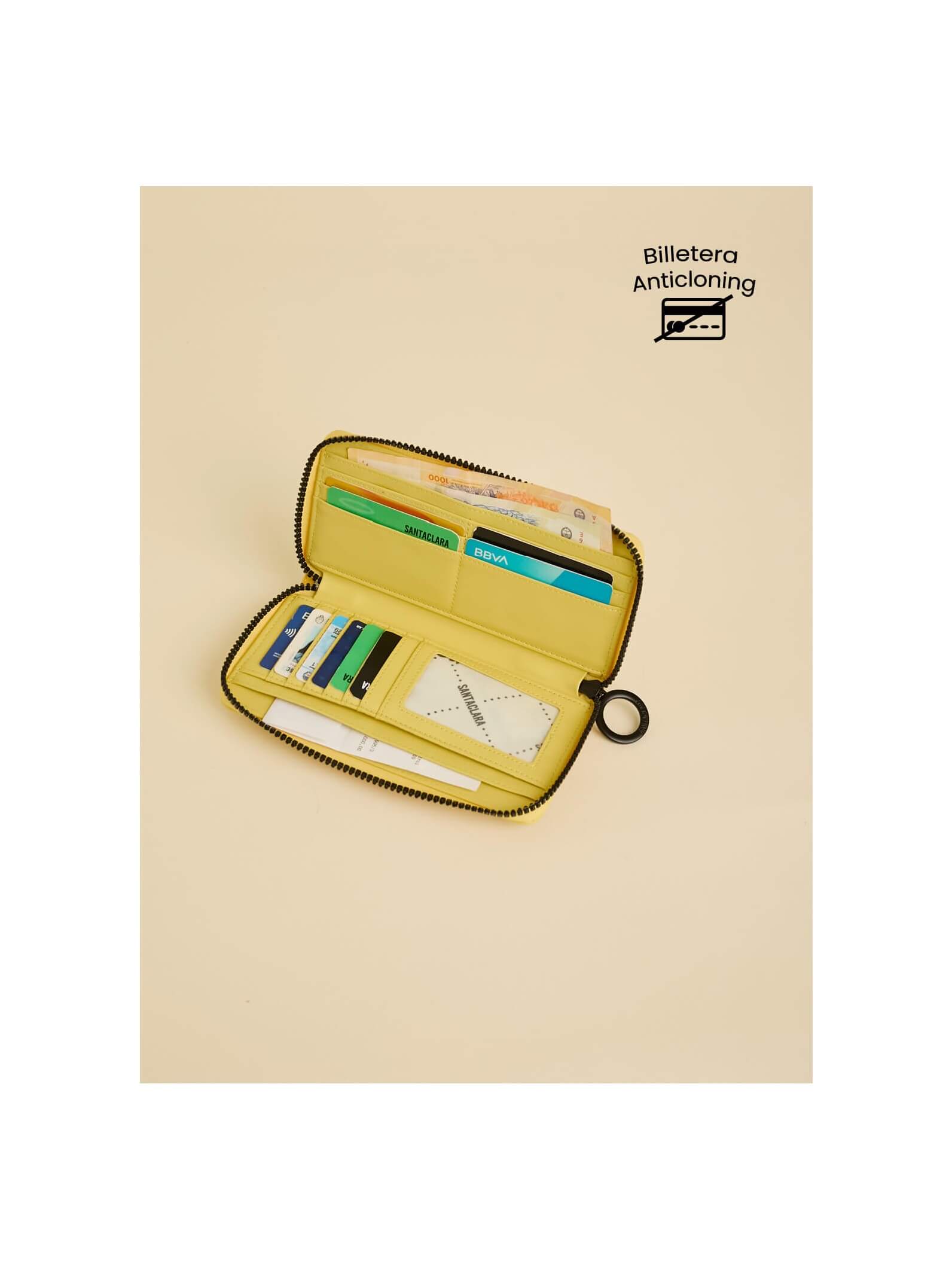 Billetera Jade  Amarilla Con Bloqueo RFID Anticloning