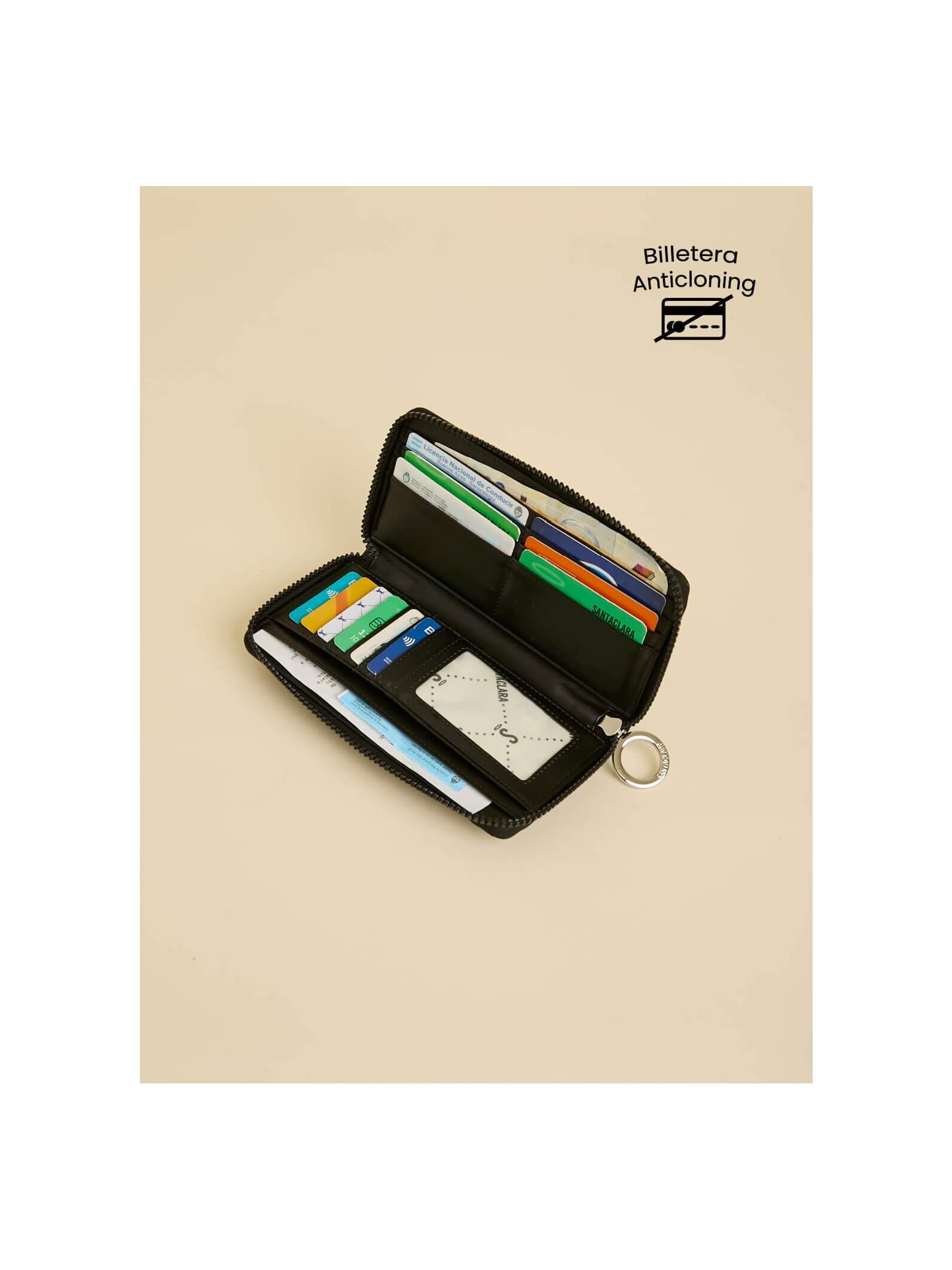 Billetera Jade  Negra Con Bloqueo RFID Anticloning