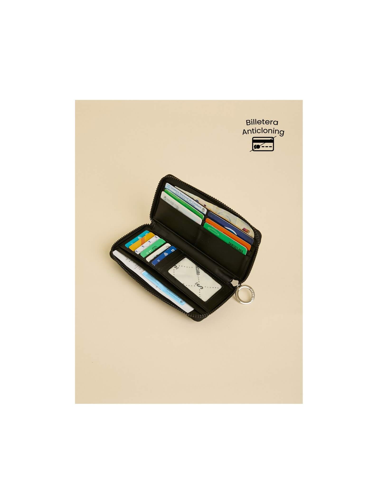 Billetera Jade  Negra Con Bloqueo RFID Anticloning