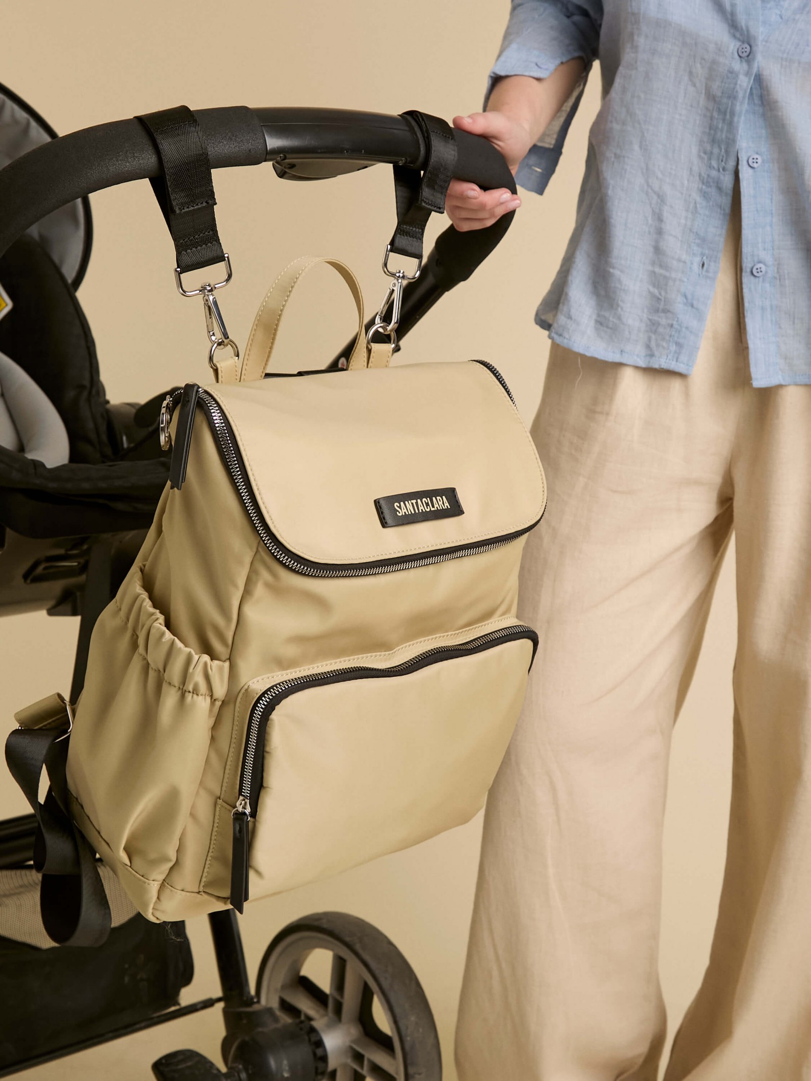 Mochila Maternal Nido Beige Con Cambiador Incluído