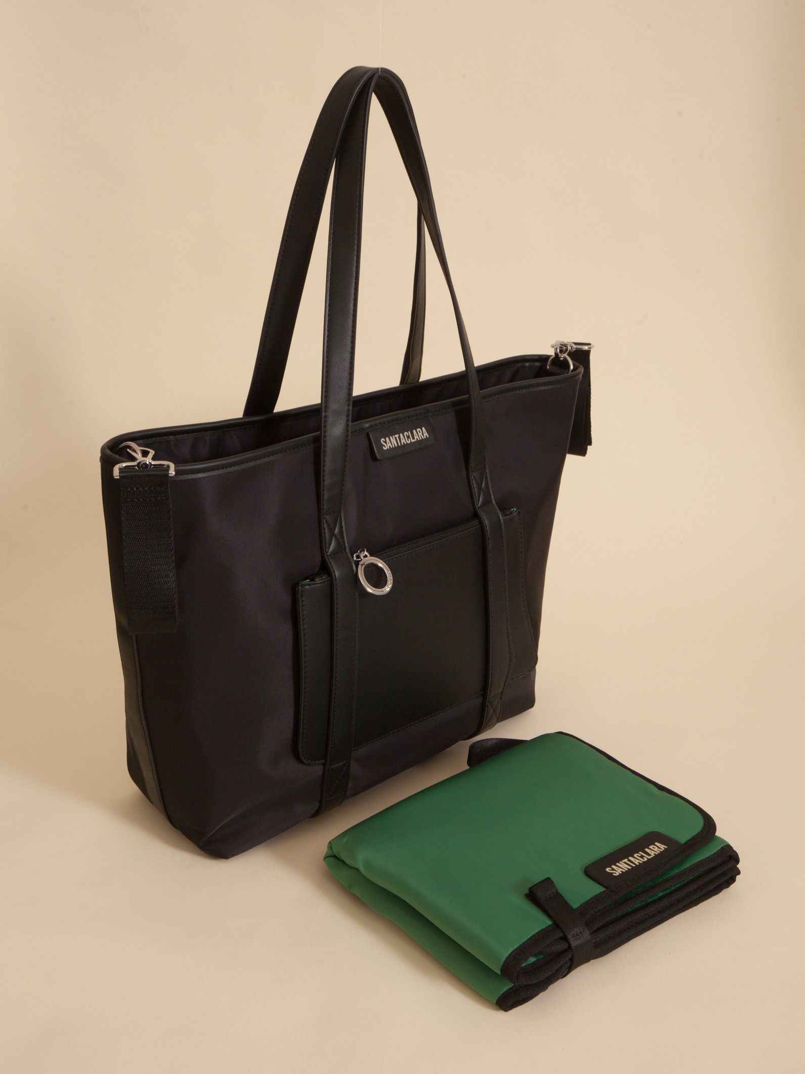 Cartera Maternal Shopper Nido Negra Con Cambiador Incluído