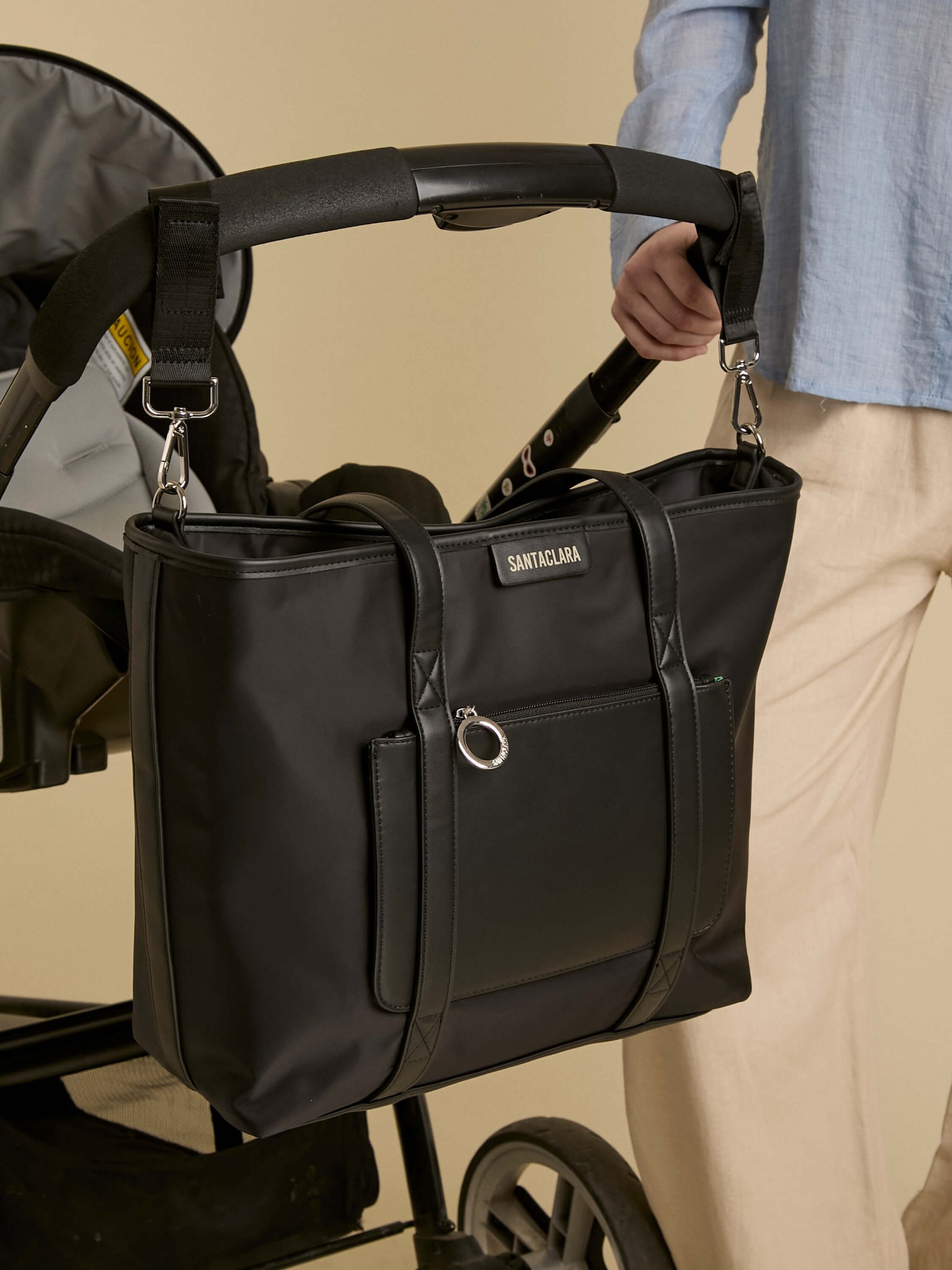 Cartera Maternal Shopper Nido Negra Con Cambiador Incluído