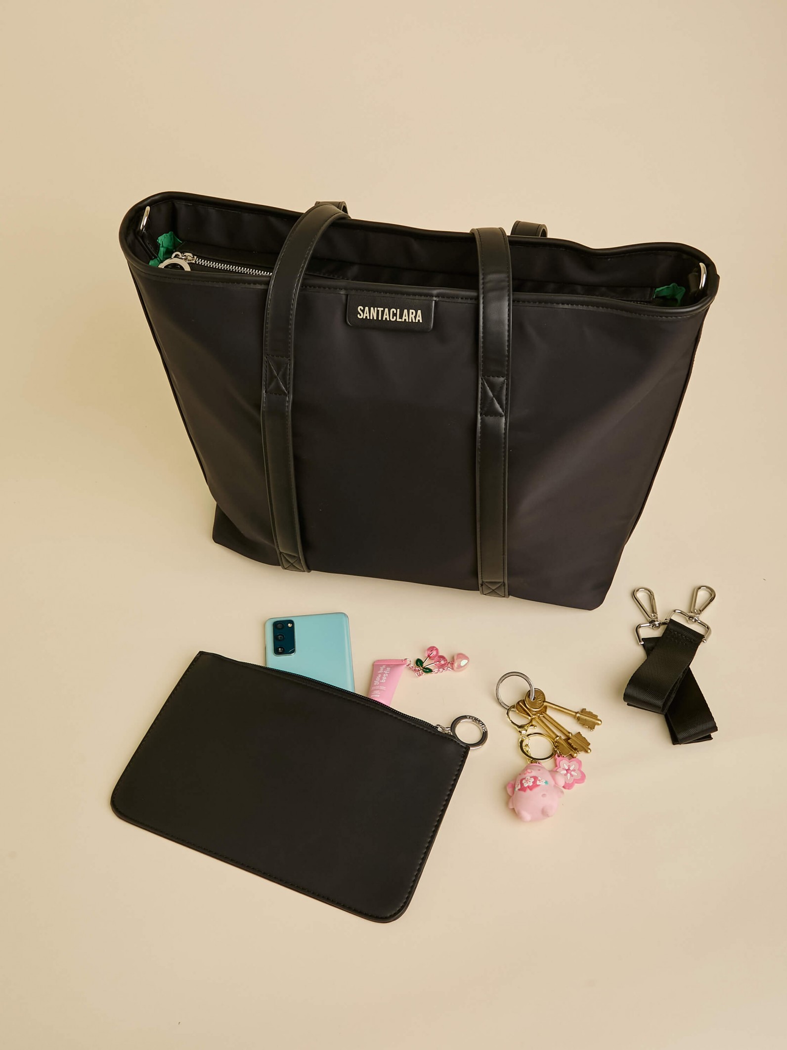 Cartera Maternal Shopper Nido Negra Con Cambiador Incluído