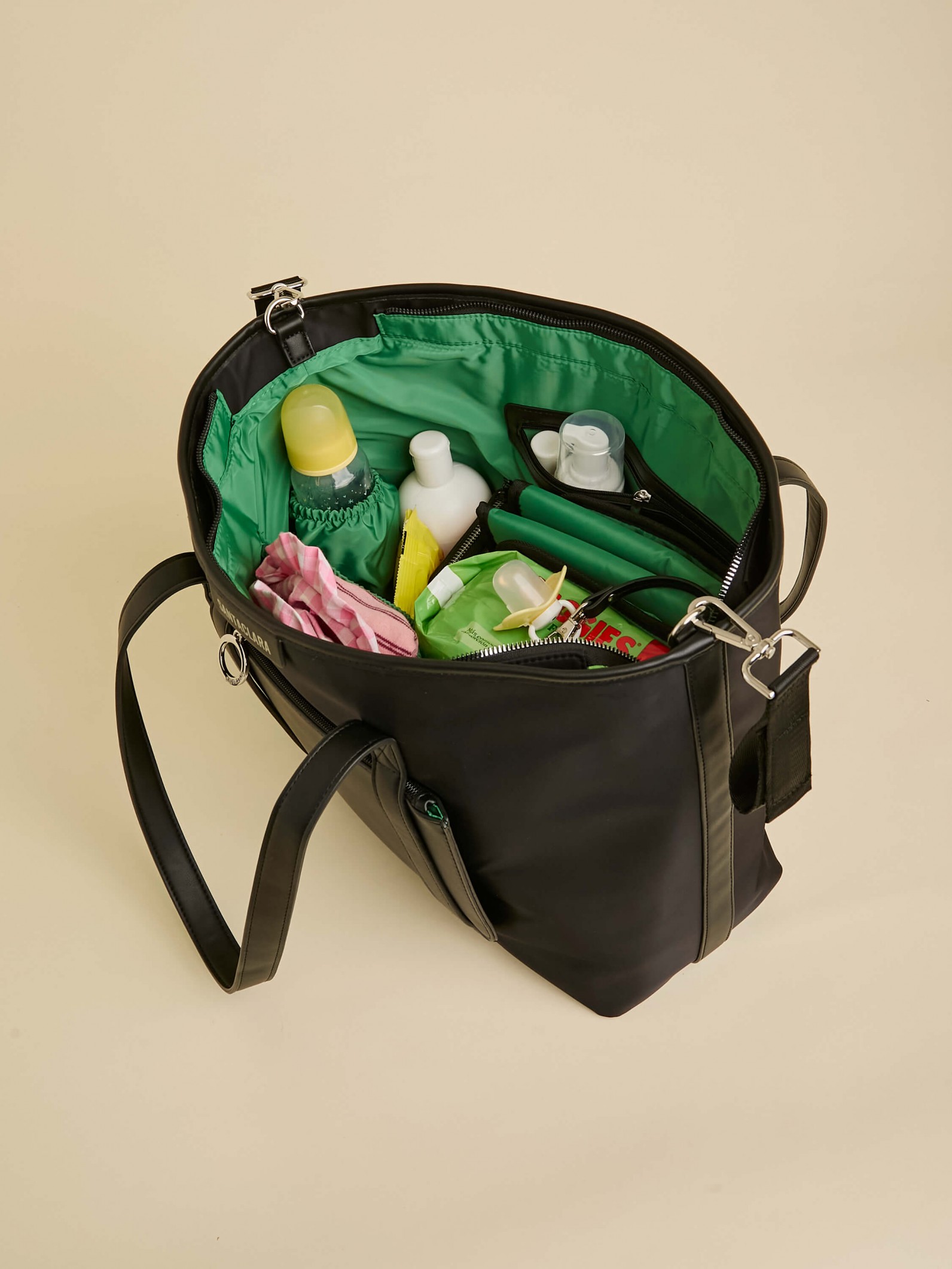 Cartera Maternal Shopper Nido Negra Con Cambiador Incluído