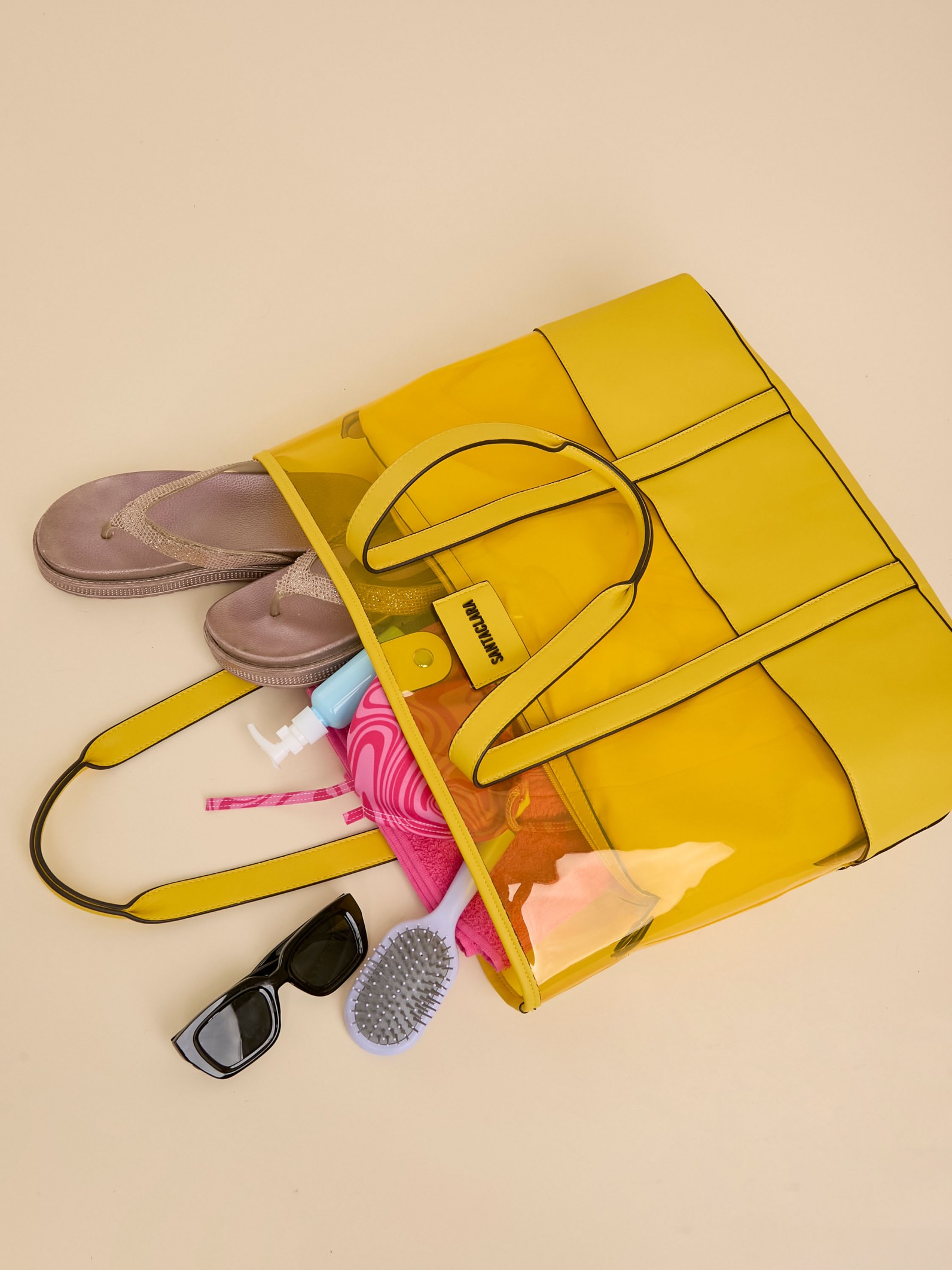 Cartera Shopper Mar Amarilla De Playa