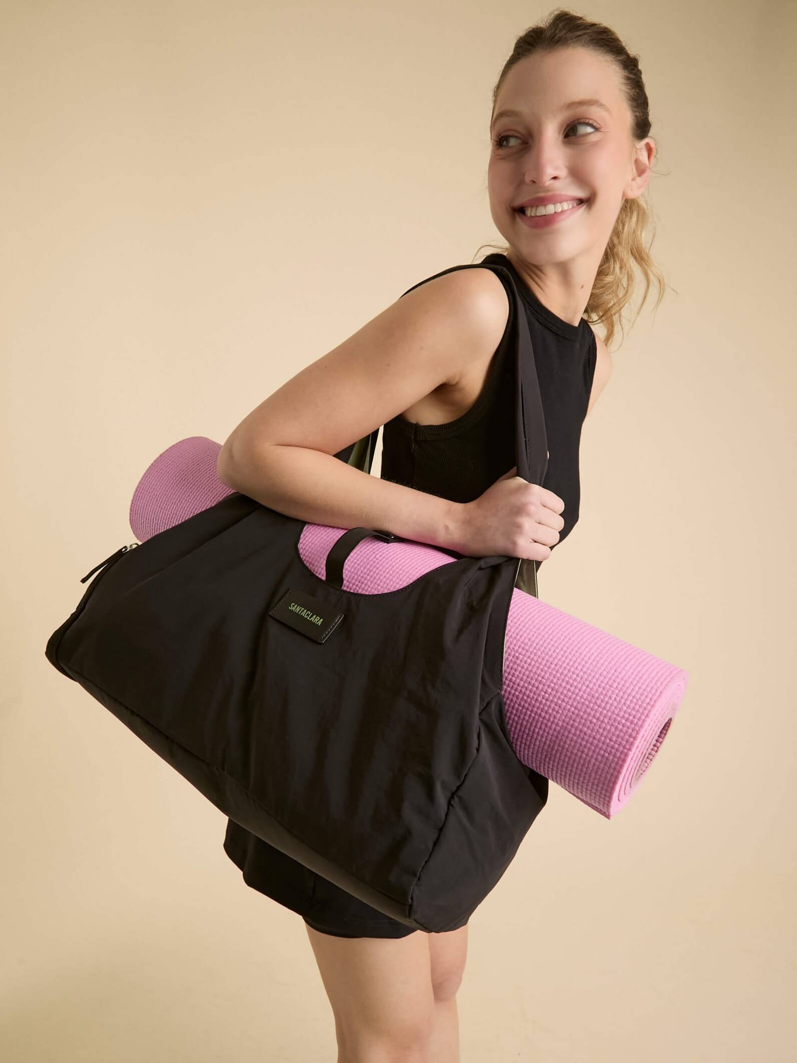 Bolso Aura Negro Porta Mat de Yoga