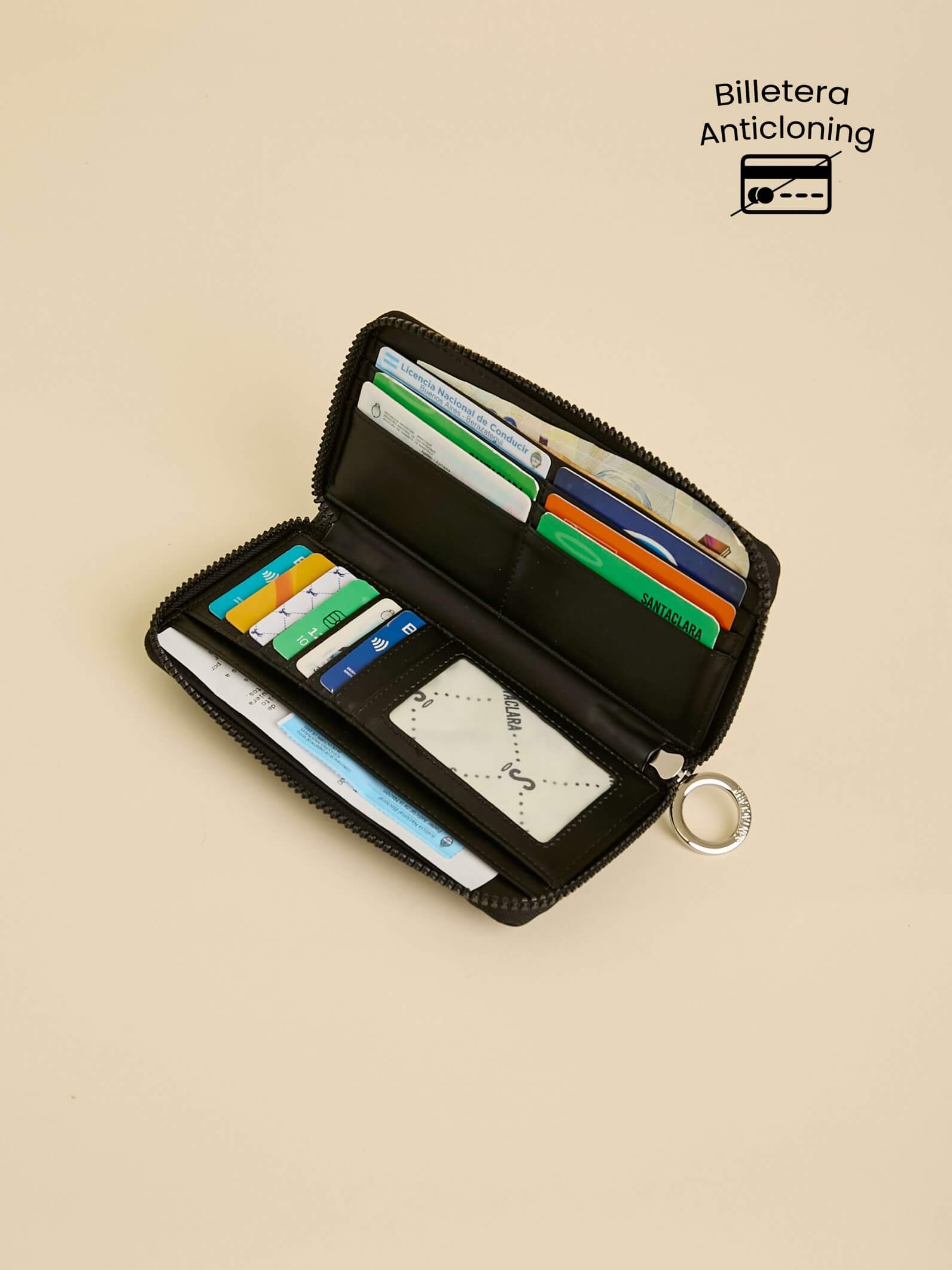 Billetera Jade  Negra Con Bloqueo RFID Anticloning