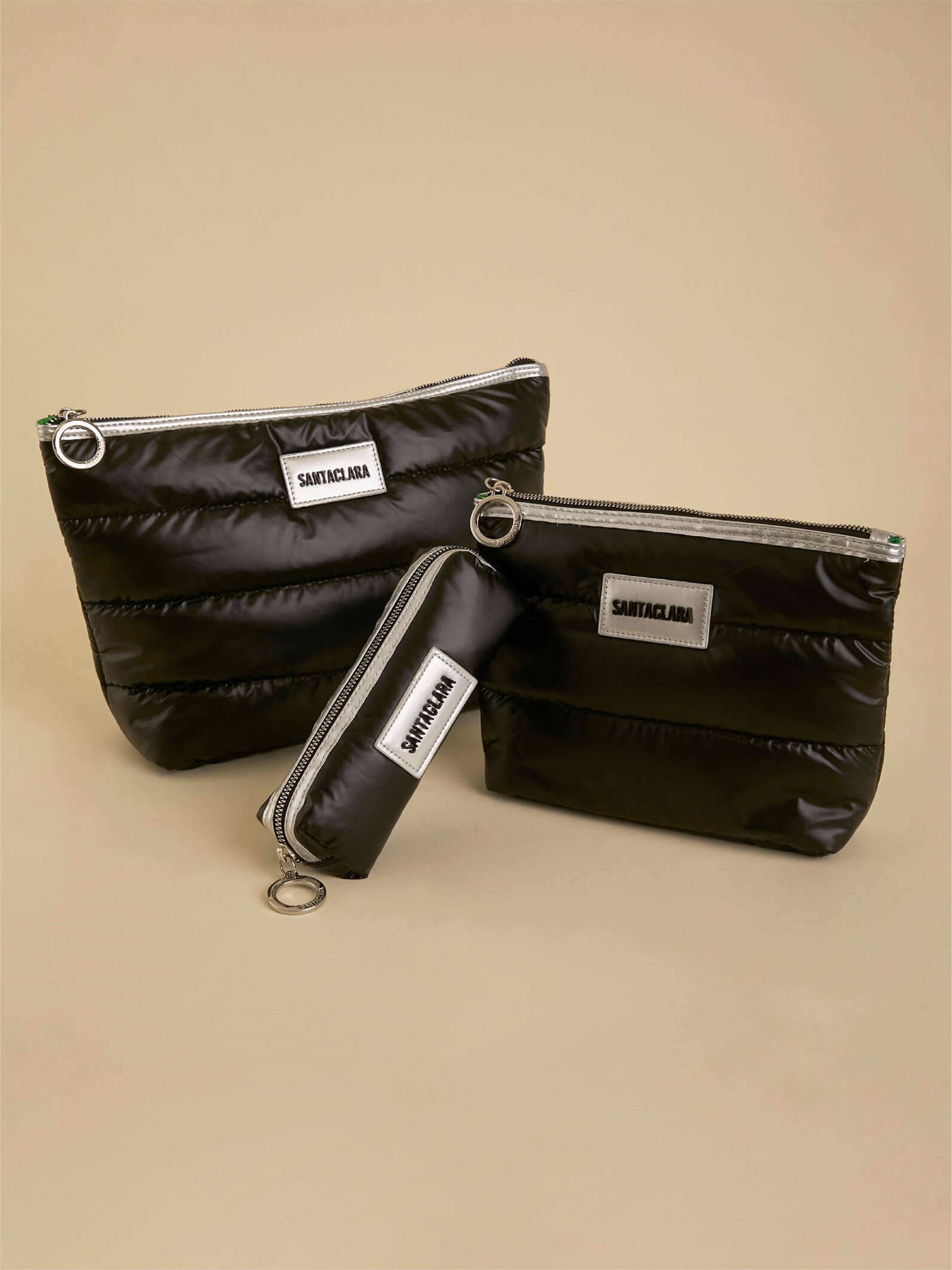 Set de Neceseres x3 Puffer Color Negro