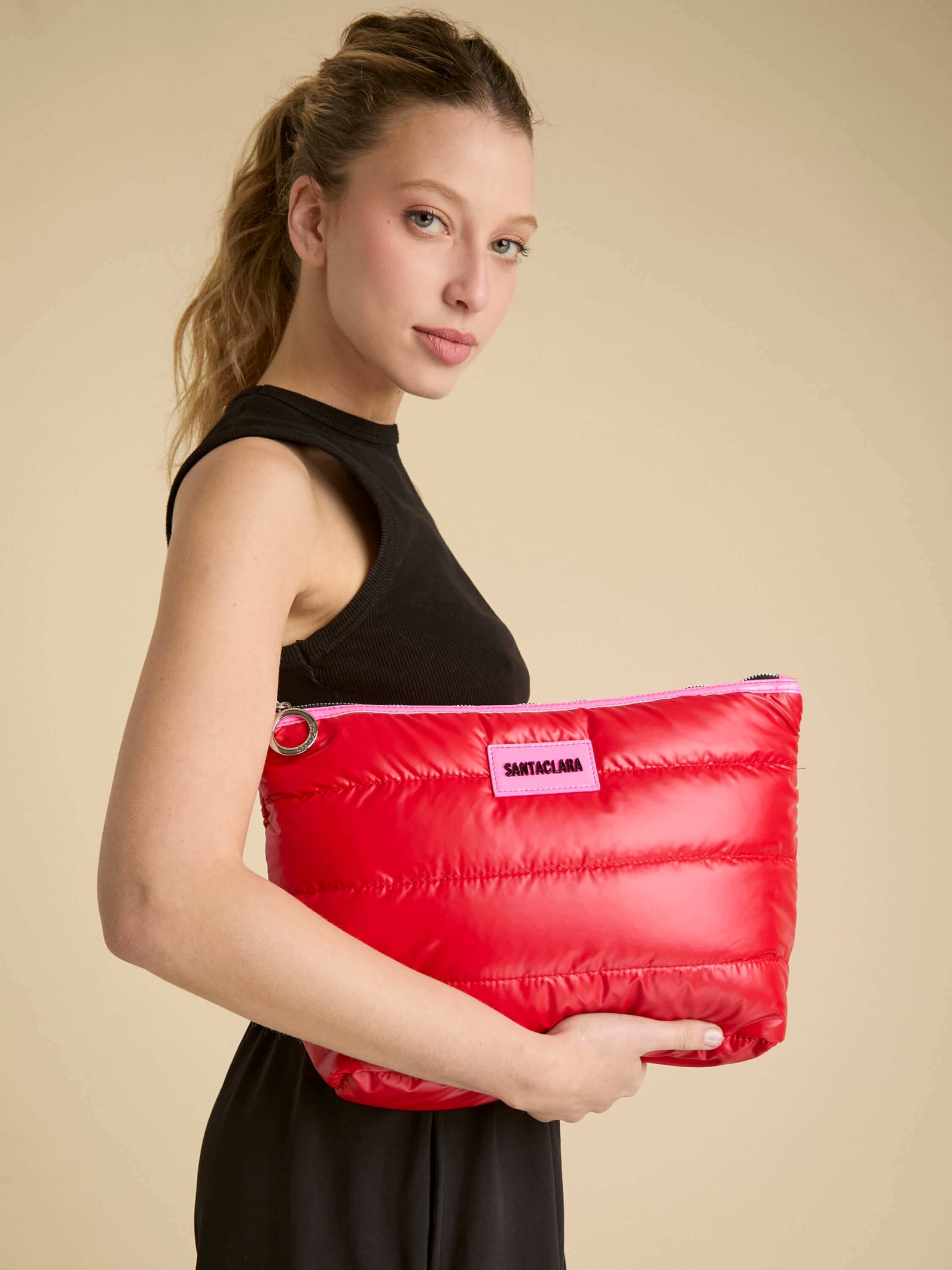 Set de Neceseres x3 Puffer Color Rojo