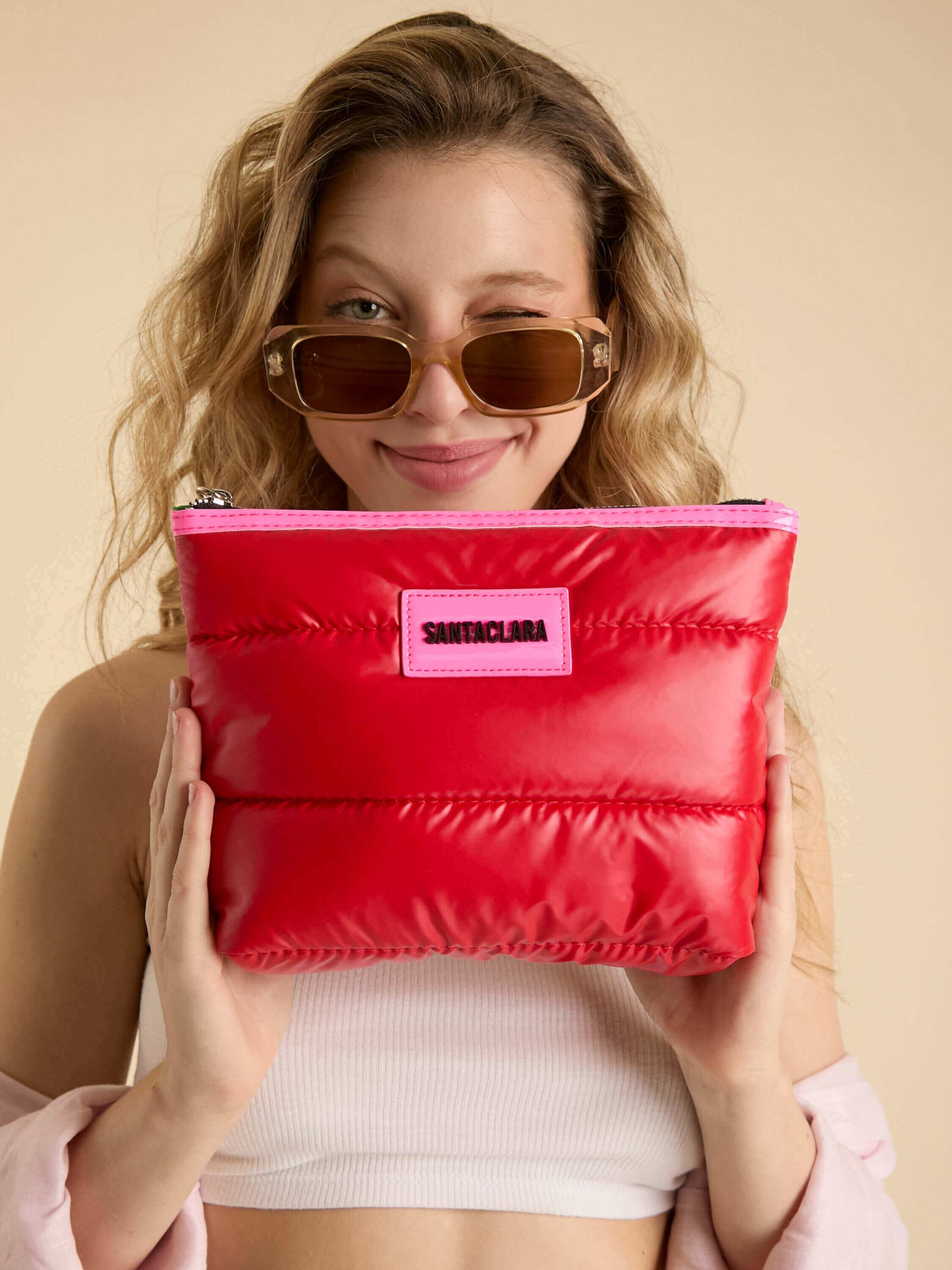 Set de Neceseres x3 Puffer Color Rojo