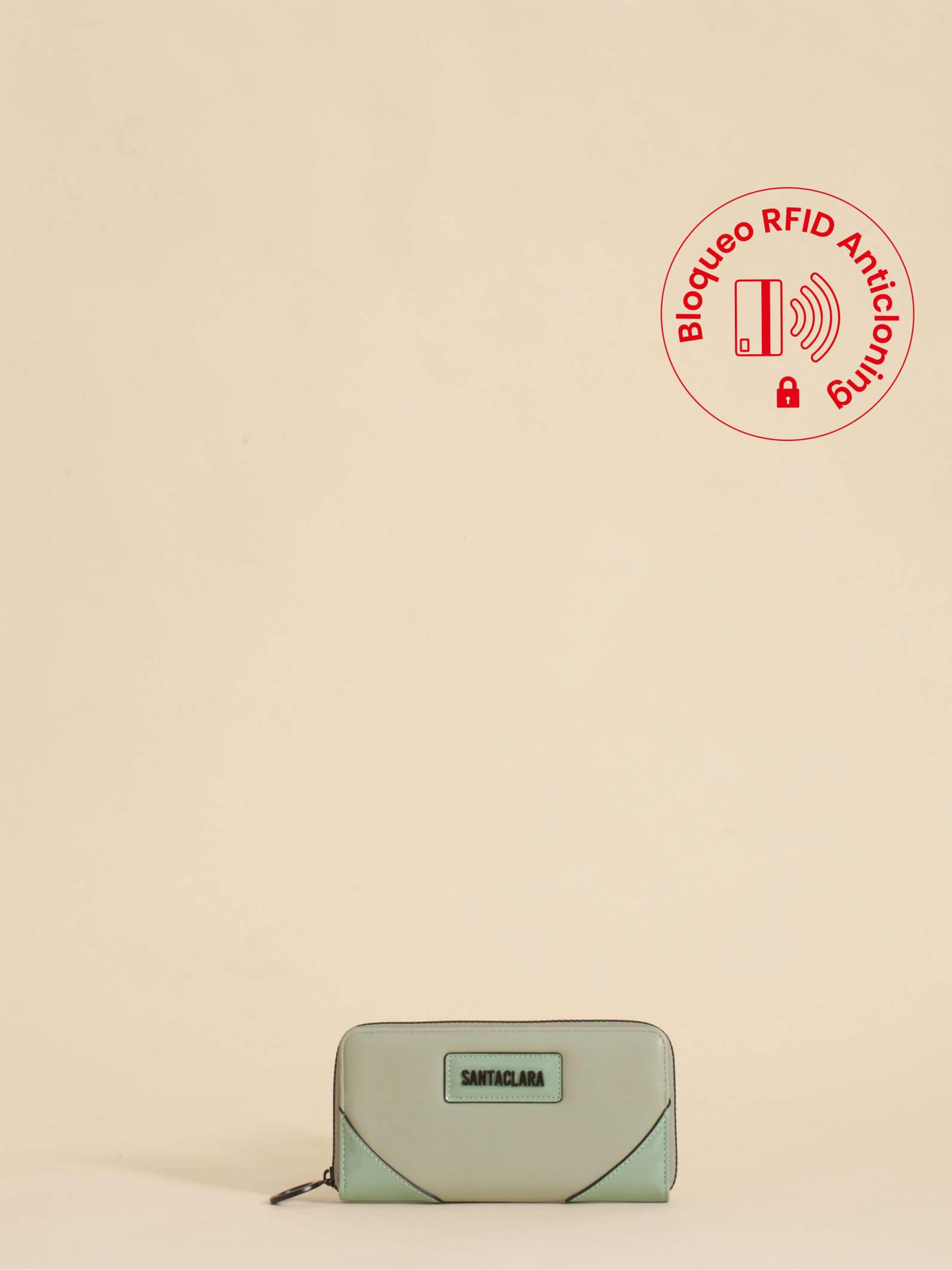 Billetera Jade  Menta Con Bloqueo RFID Anticloning