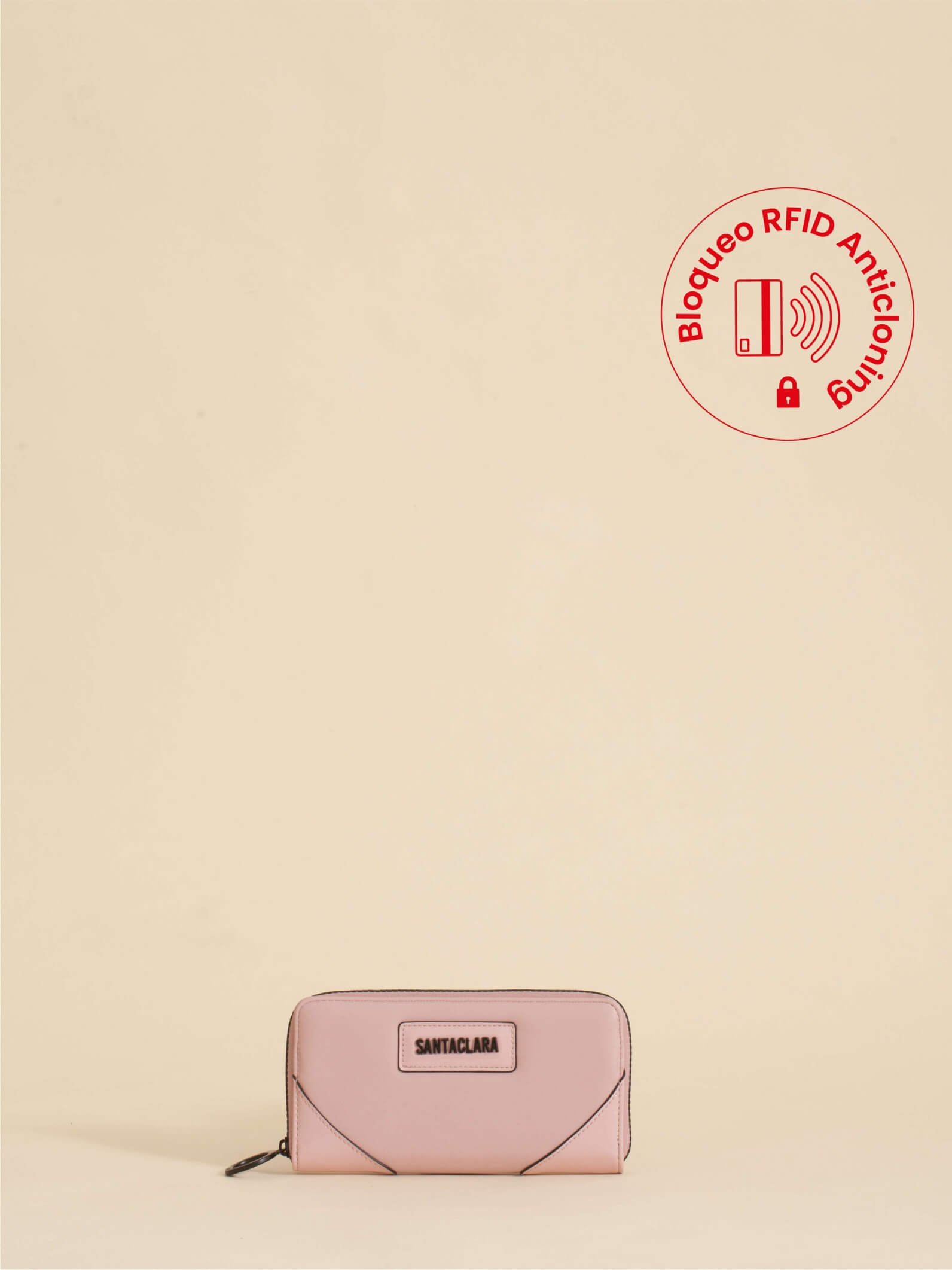 Billetera Jade  Rosa Con Bloqueo RFID Anticloning