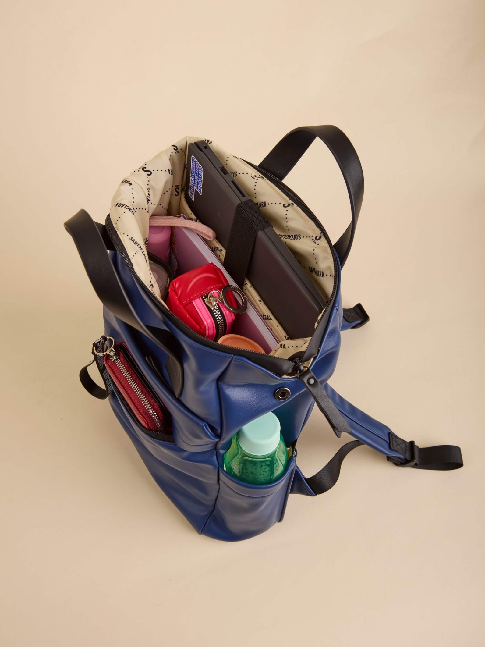 Mochila Bari Azul Impermeable Porta Notebook