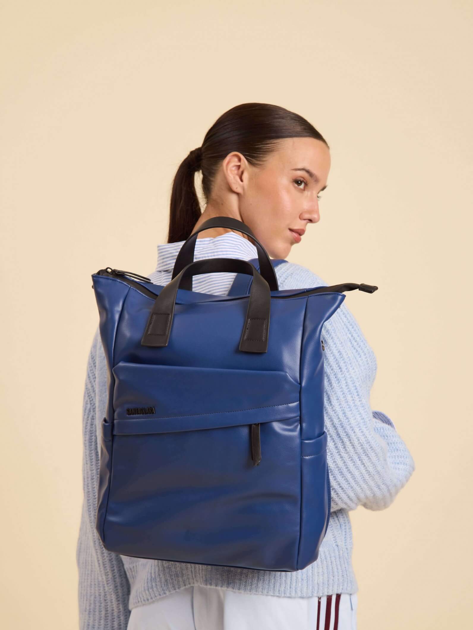 Mochila Bari Azul Impermeable Porta Notebook