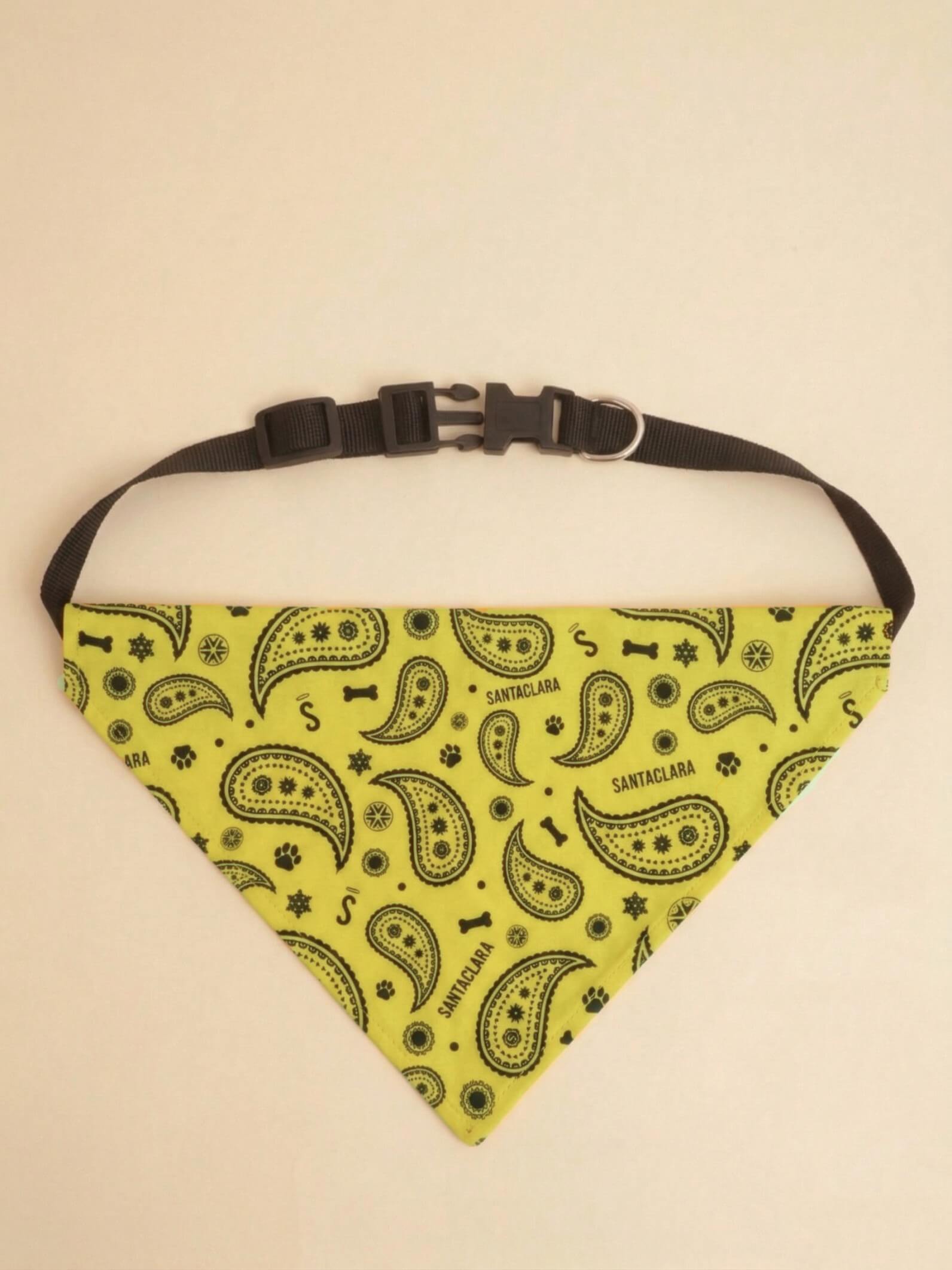 Pañuelo Bandana Para Perro Huella Amarillo