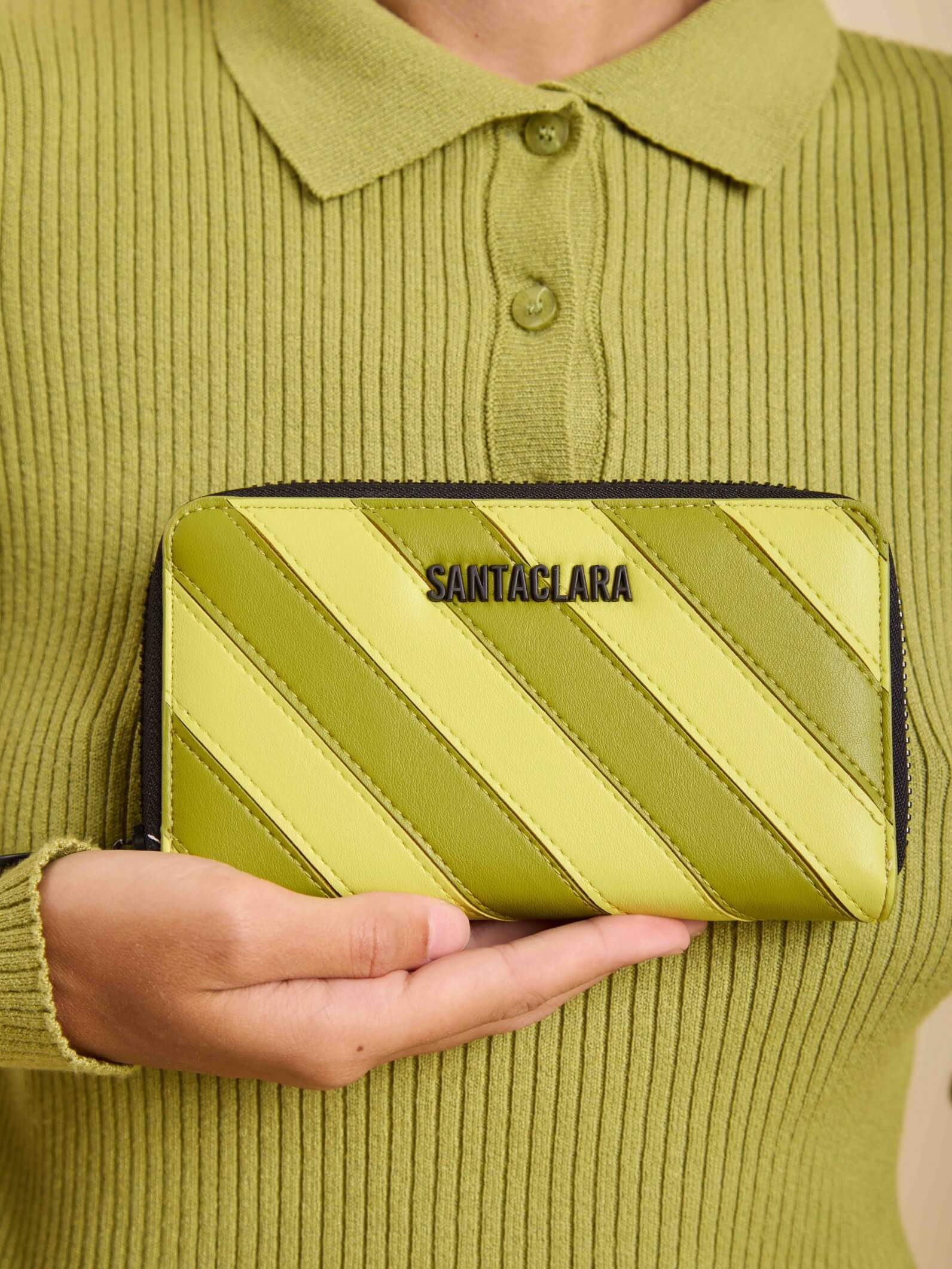 Billetera Stripes Oliva Anticloning