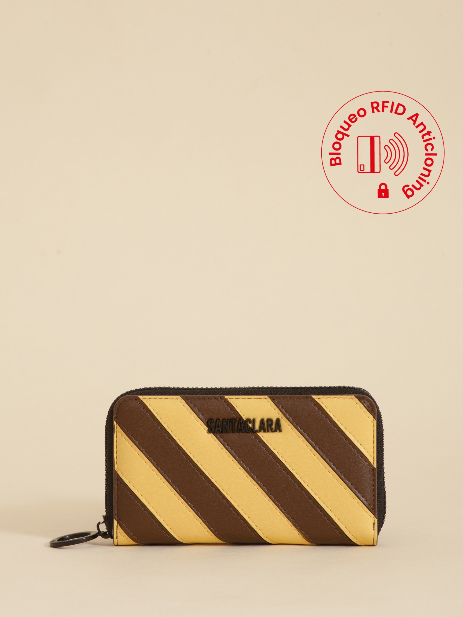 Billetera Stripes Chocolate Anticloning
