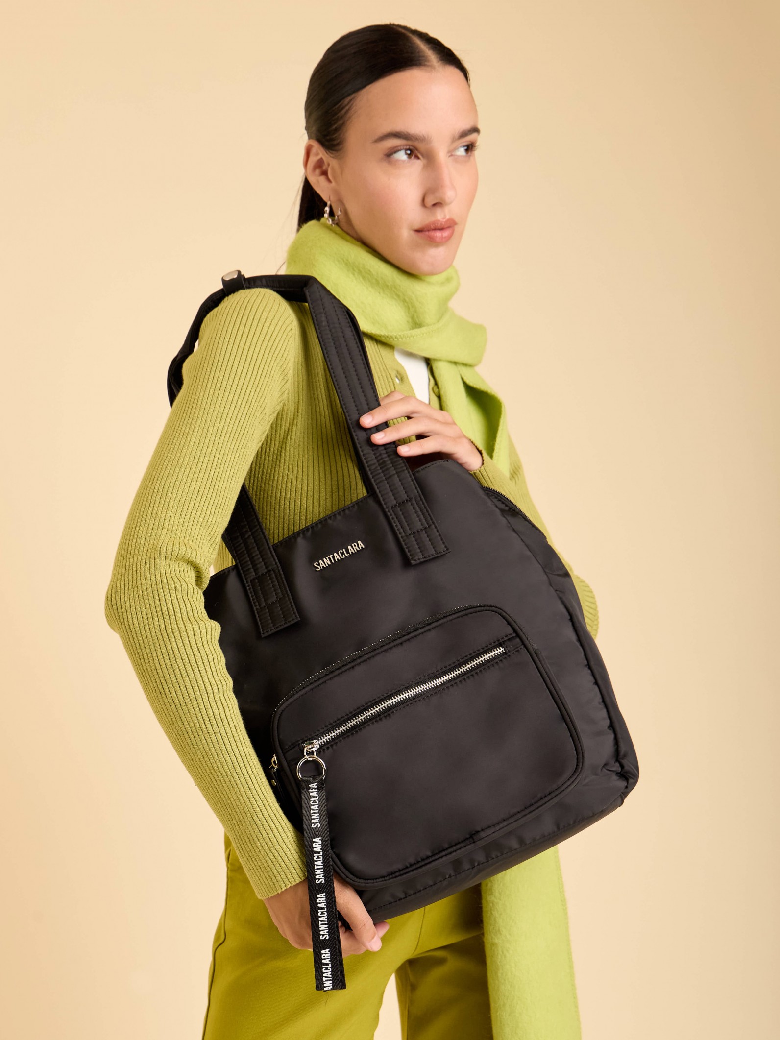 Cartera Shopper Bea Negro Triple compartimento