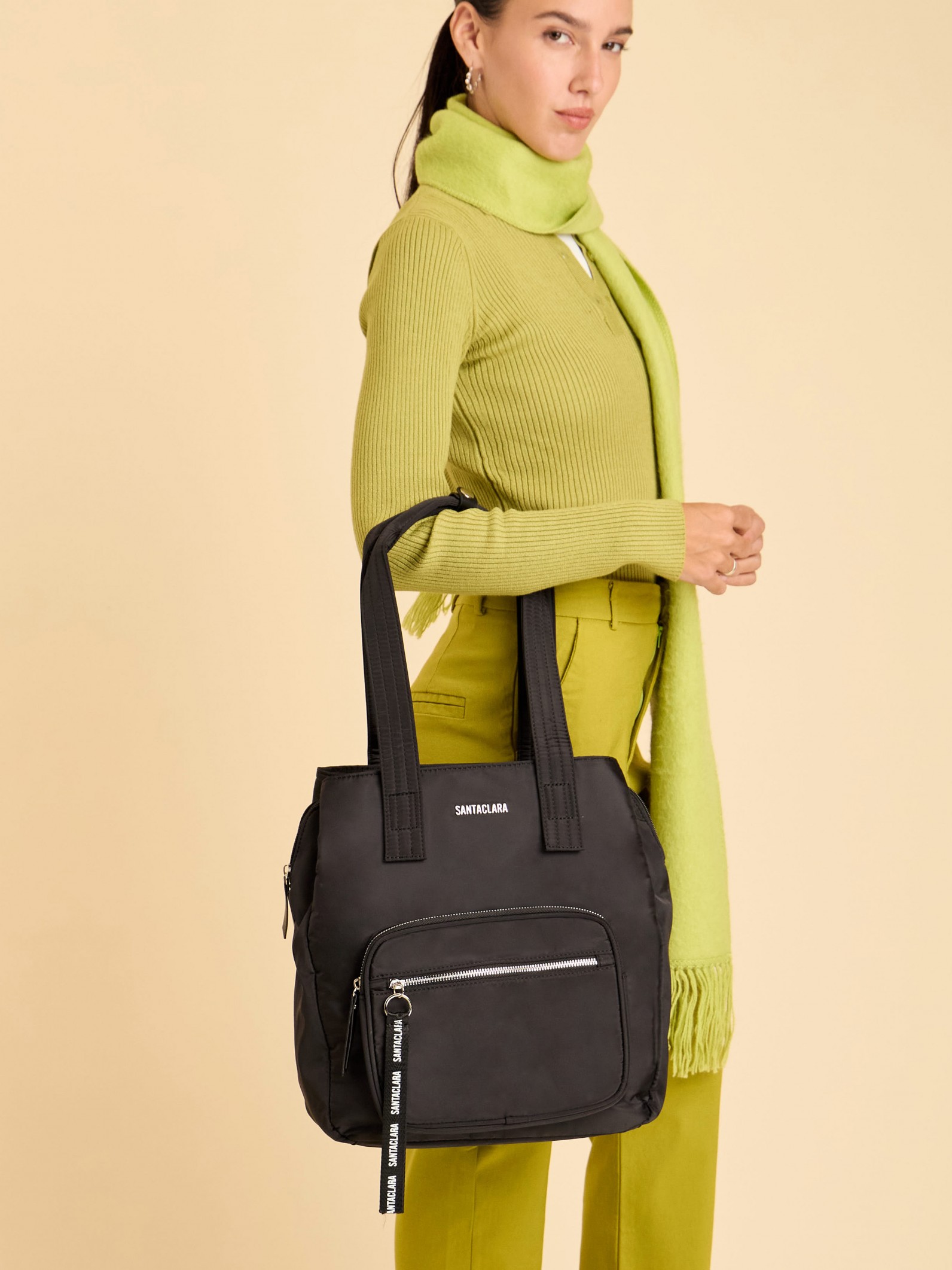 Cartera Shopper Bea Negro Triple compartimento