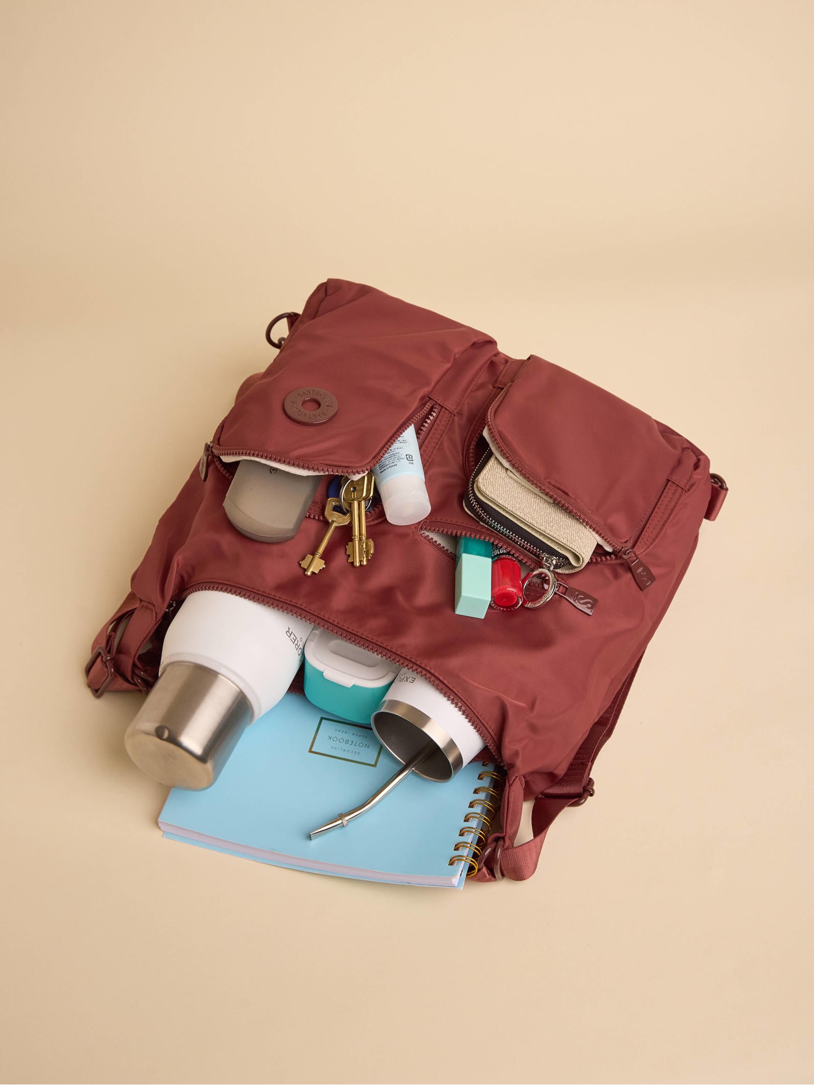 Cartera Mochila Go 3 en 1 Bordó Porta Notebook