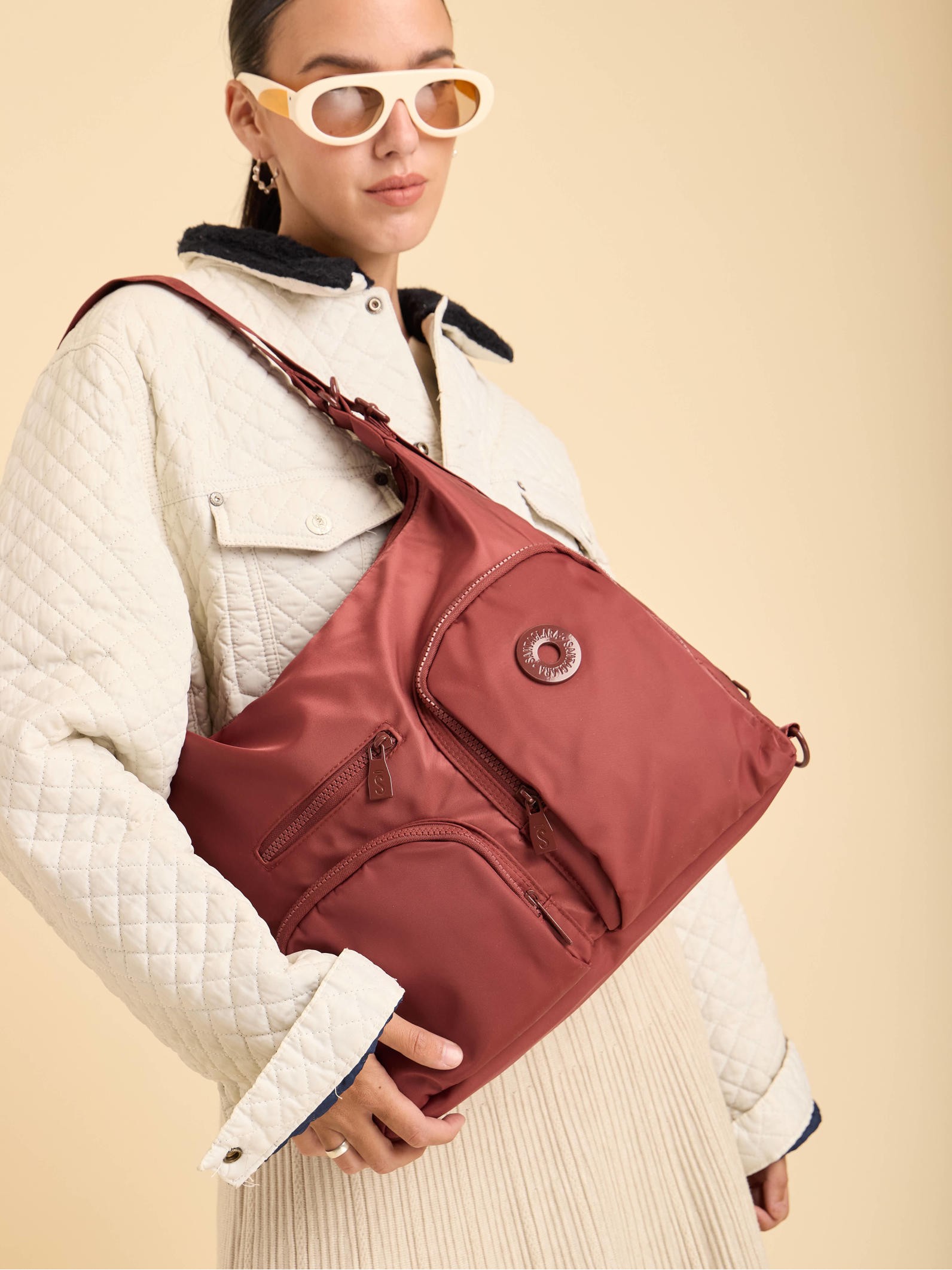 Cartera Mochila Go 3 en 1 Bordó Porta Notebook
