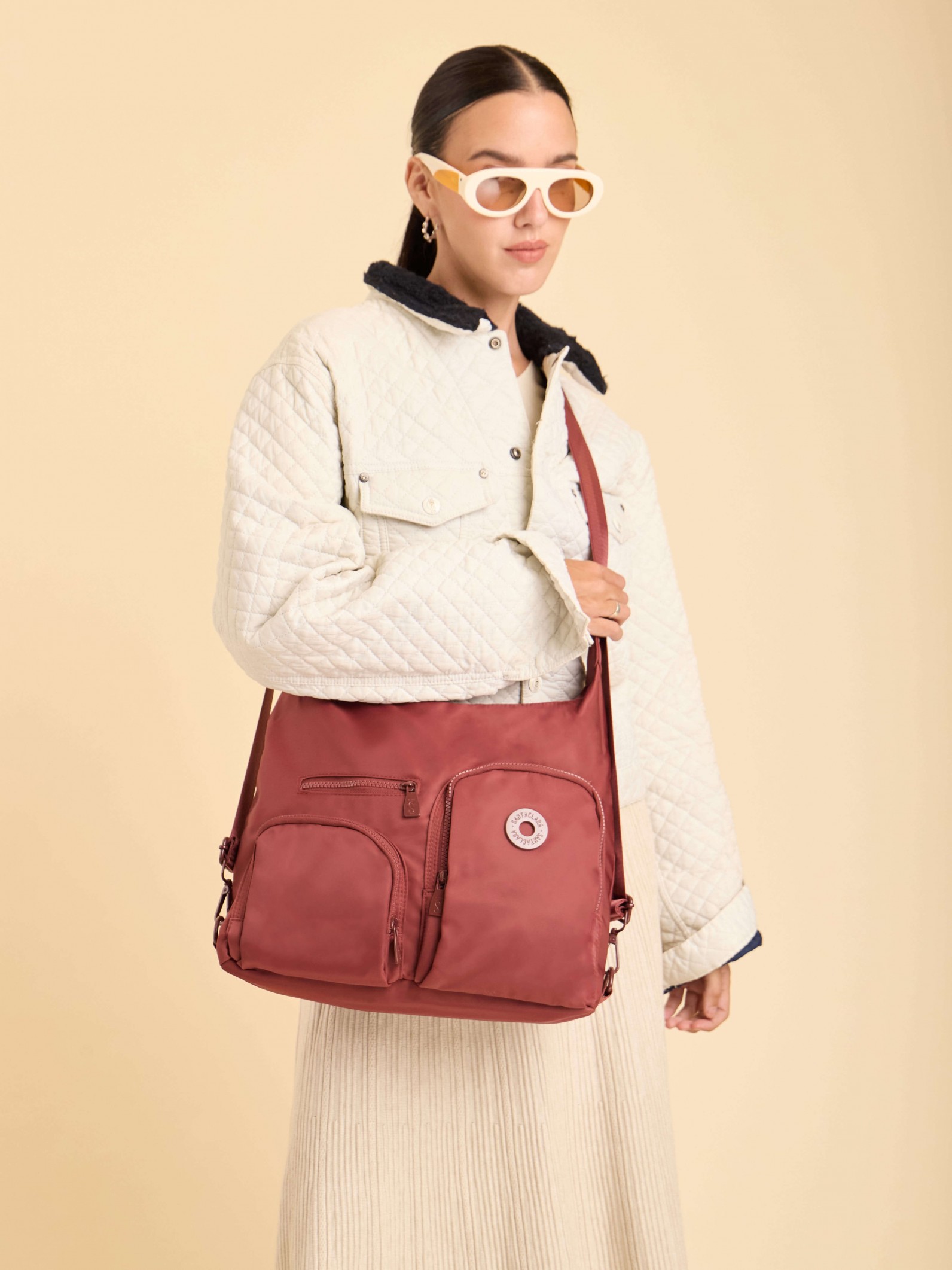 Cartera Mochila Go 3 en 1 Bordó Porta Notebook