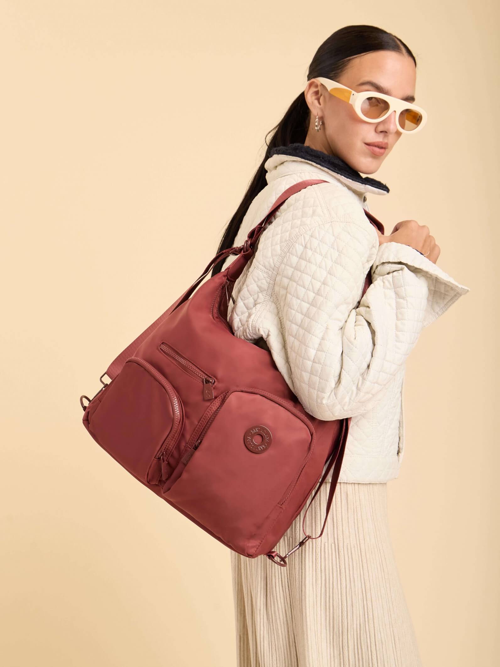 Cartera Mochila Go 3 en 1 Bordó Porta Notebook