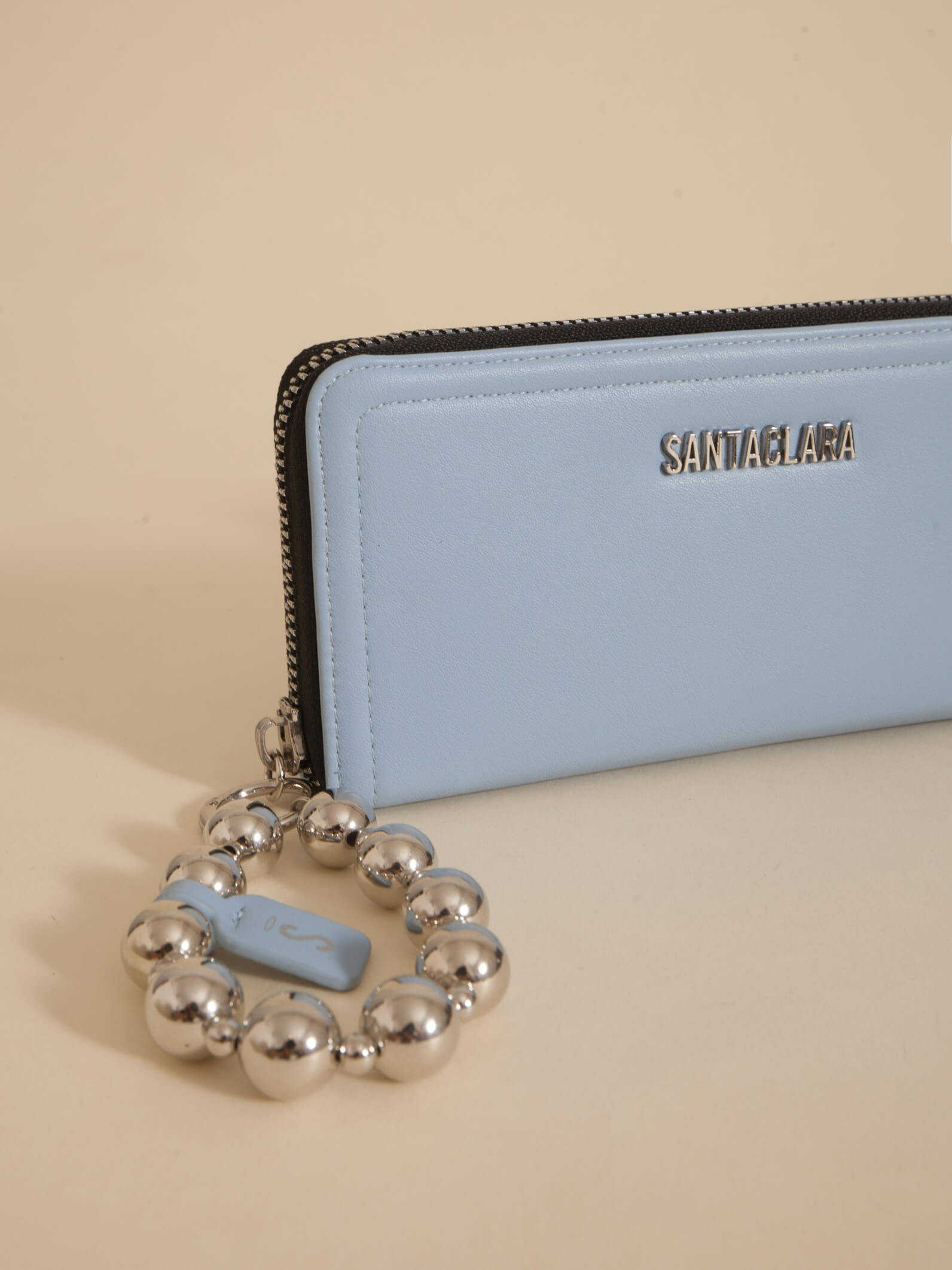 Billetera Grande Perla Celeste Anticloning
