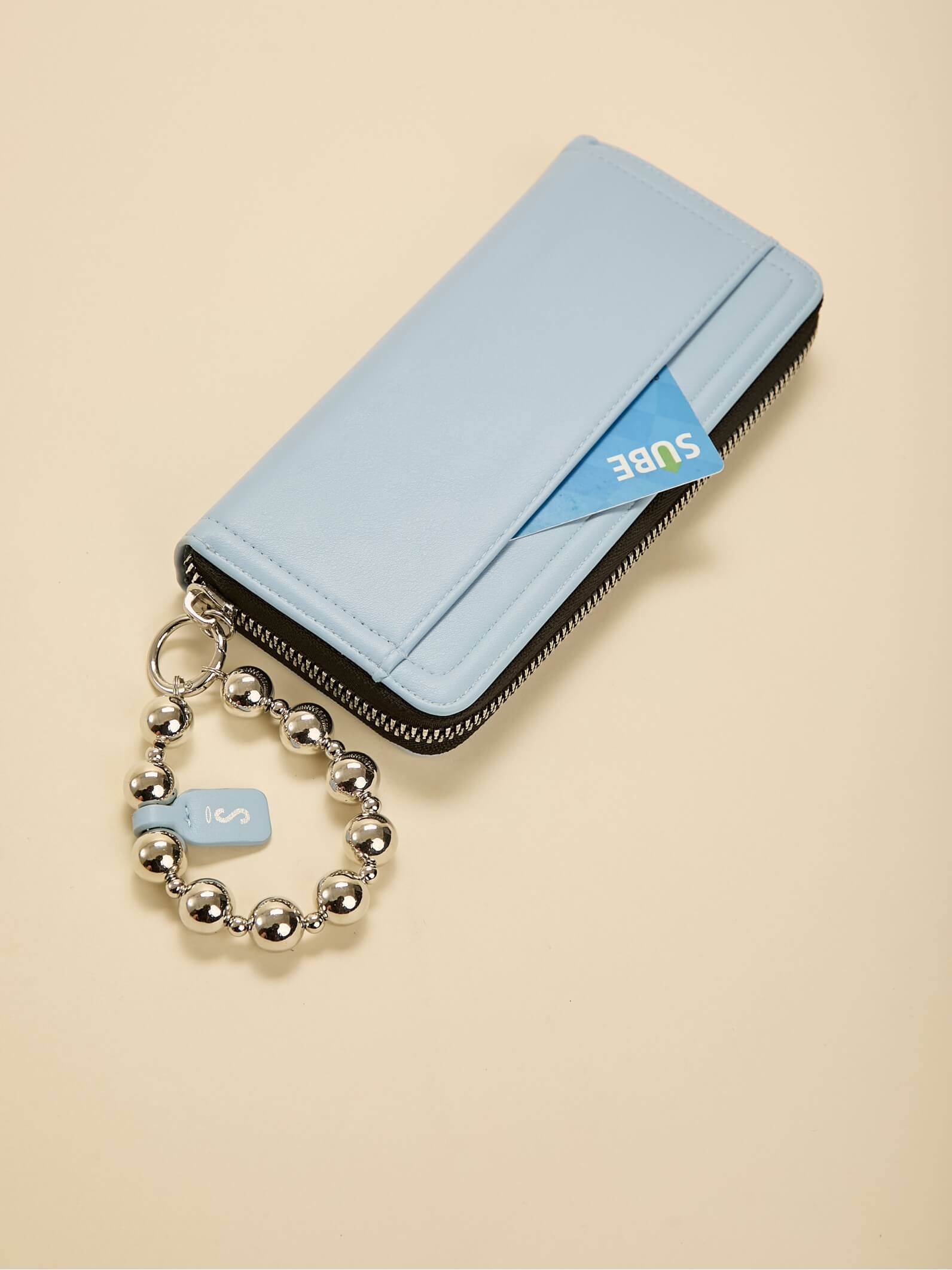 Billetera Grande Perla Celeste Anticloning