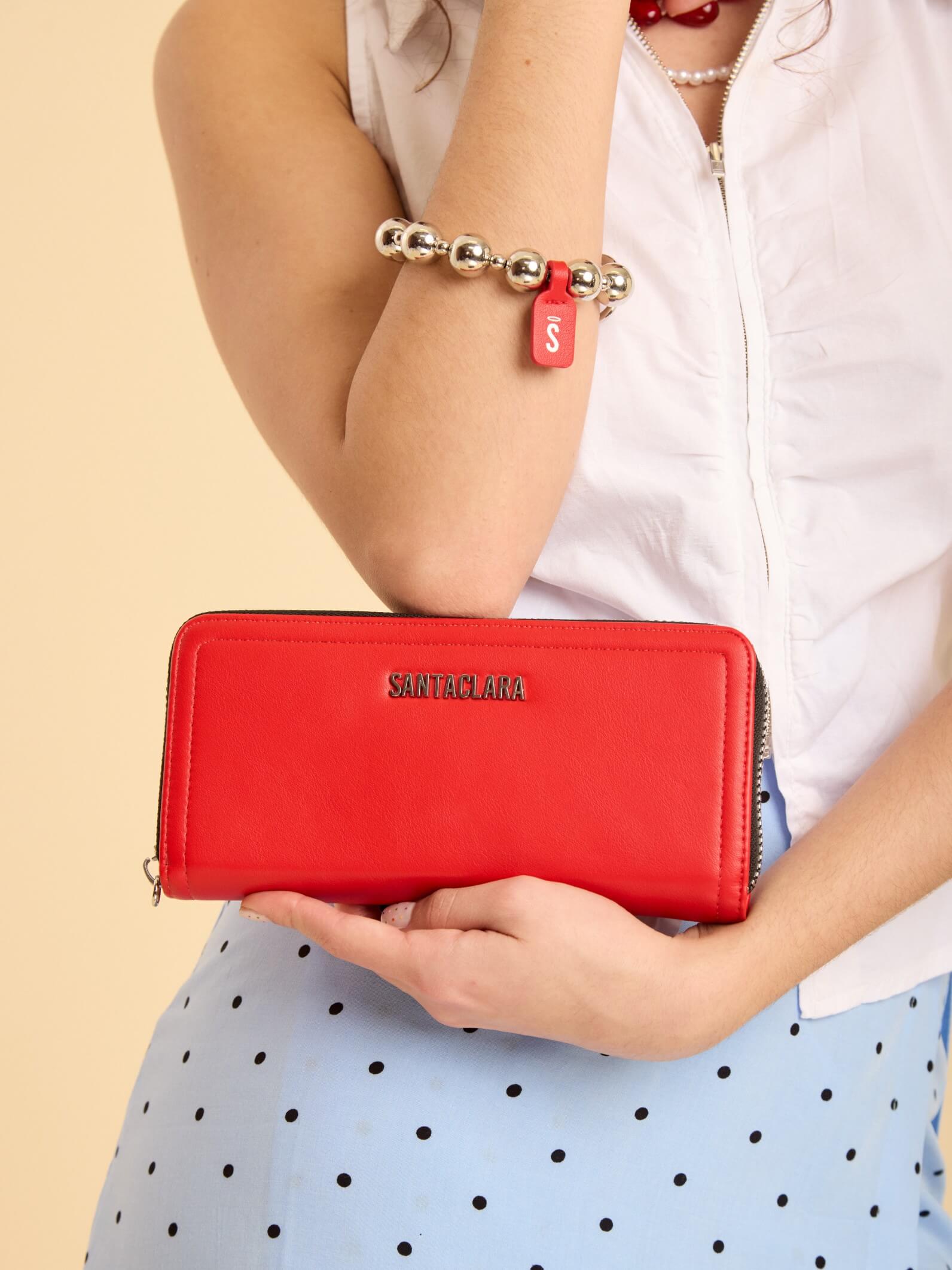 Billetera Grande Perla Rojo Anticloning
