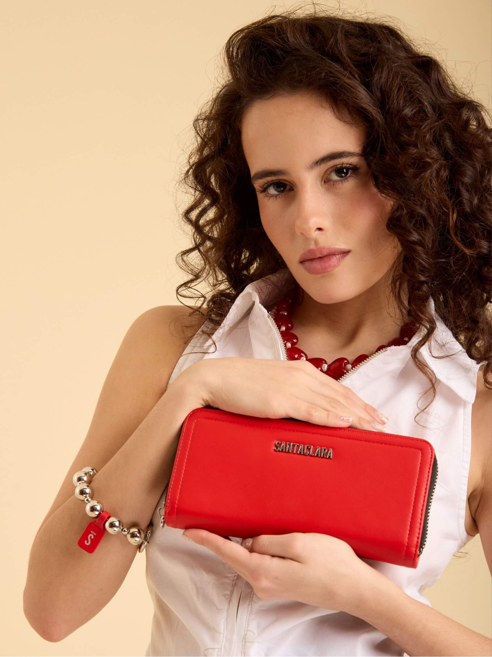 Billetera Grande Perla Rojo Anticloning