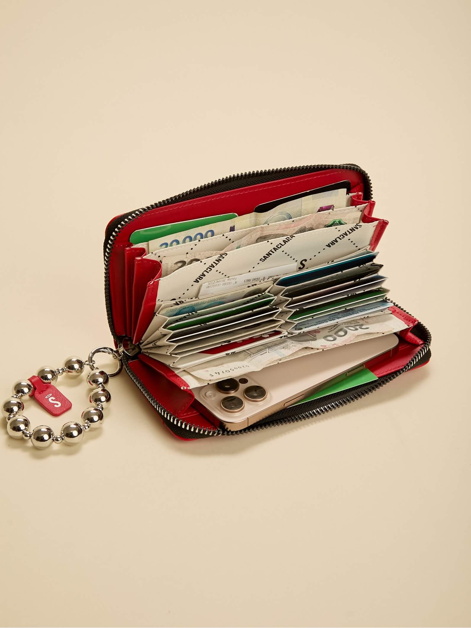 Billetera Grande Perla Rojo Anticloning
