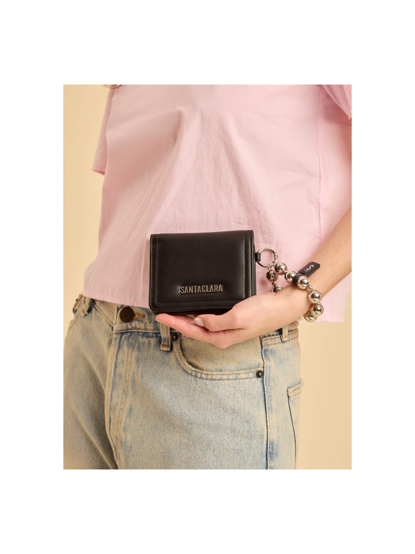 Billetera Chica Perla Negro Anticloning