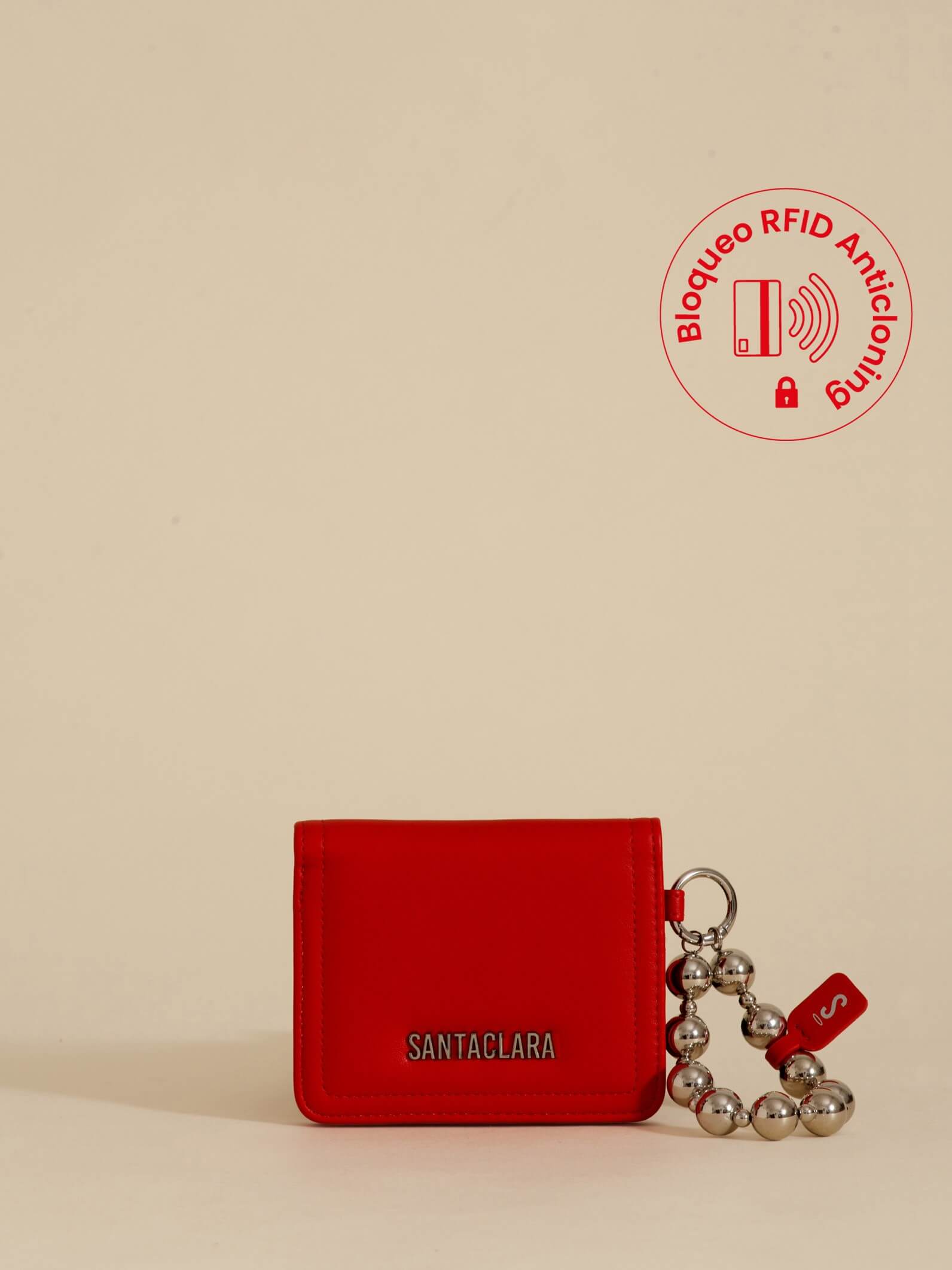 Billetera Chica Perla Rojo Anticloning